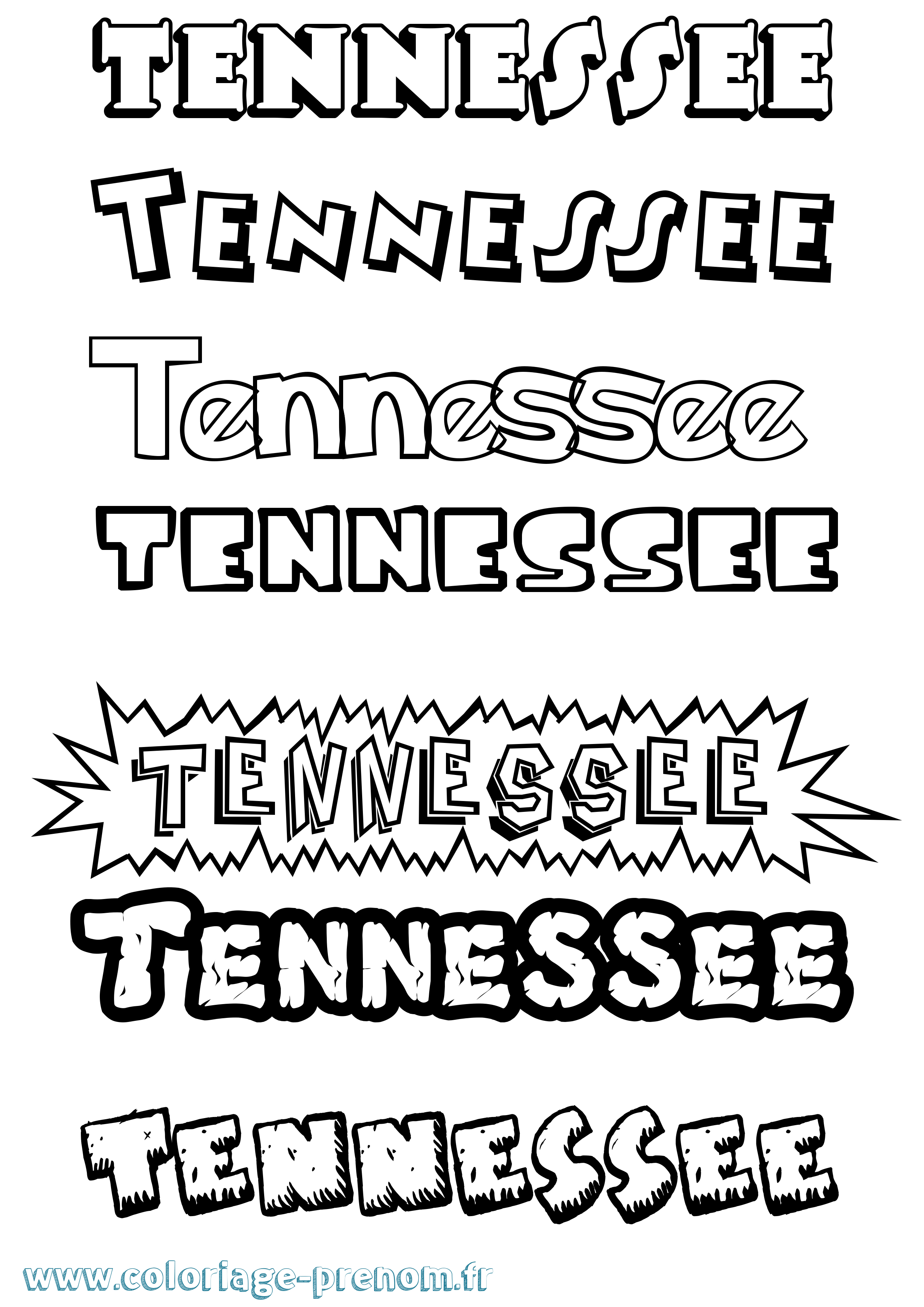Coloriage Tennessee Dessin Animé Coloriage prénom Tennessee Dessin Animé