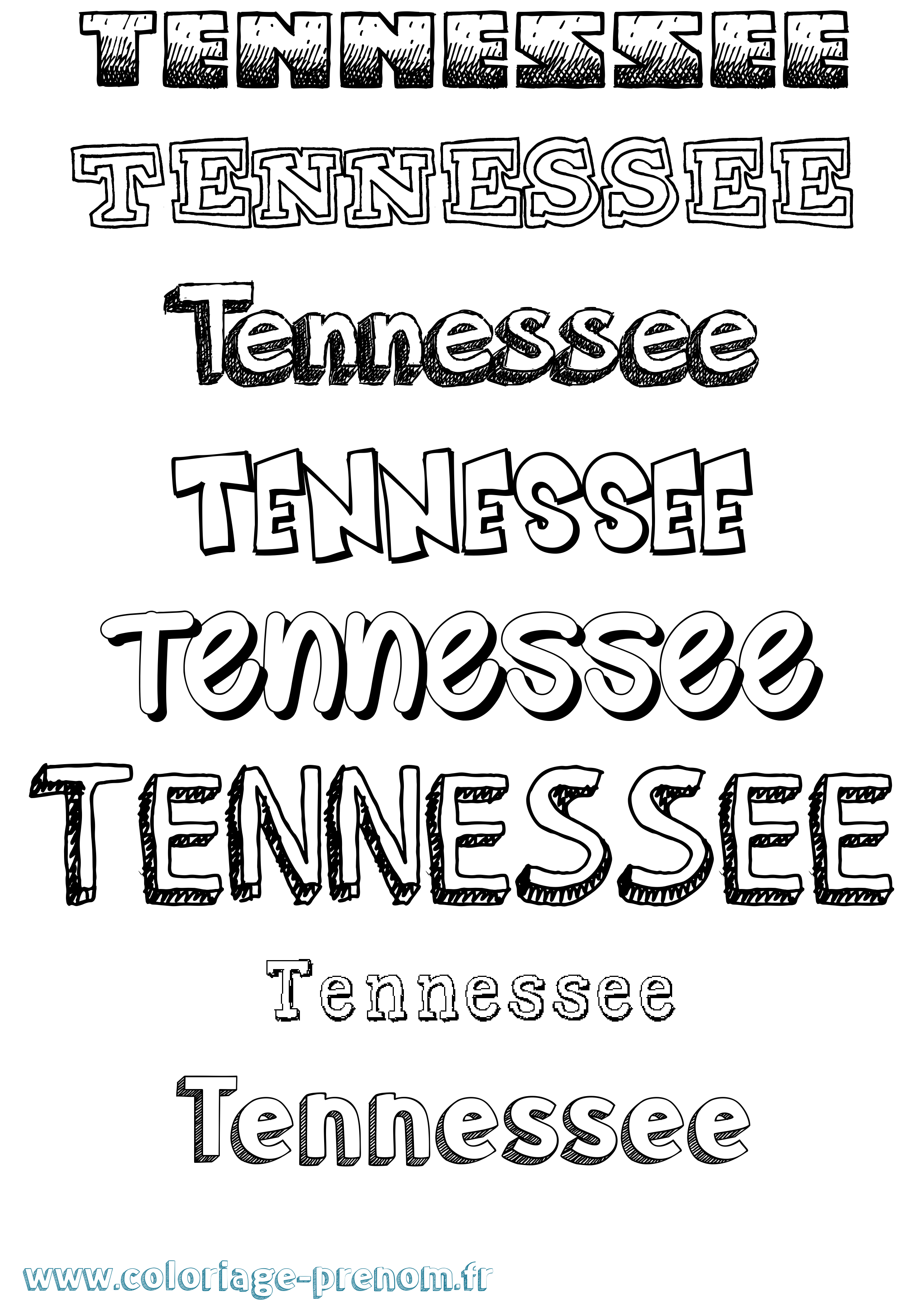 Coloriage Tennessee Dessiné Coloriage prénom Tennessee Dessiné