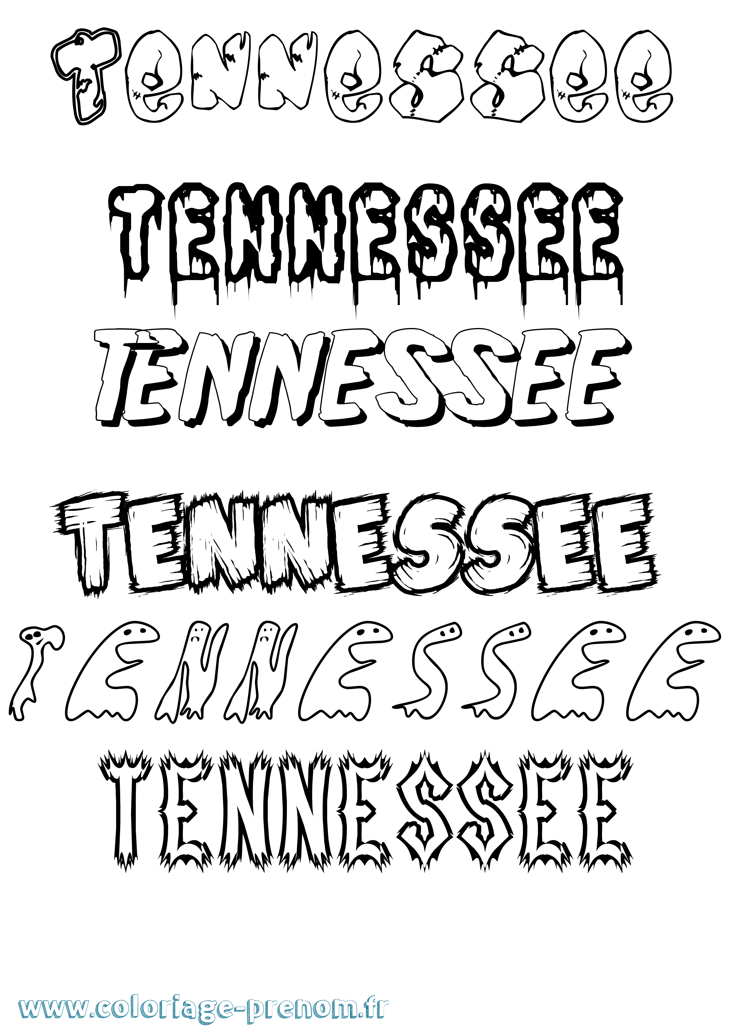 Coloriage Tennessee Frisson Coloriage prénom Tennessee Frisson