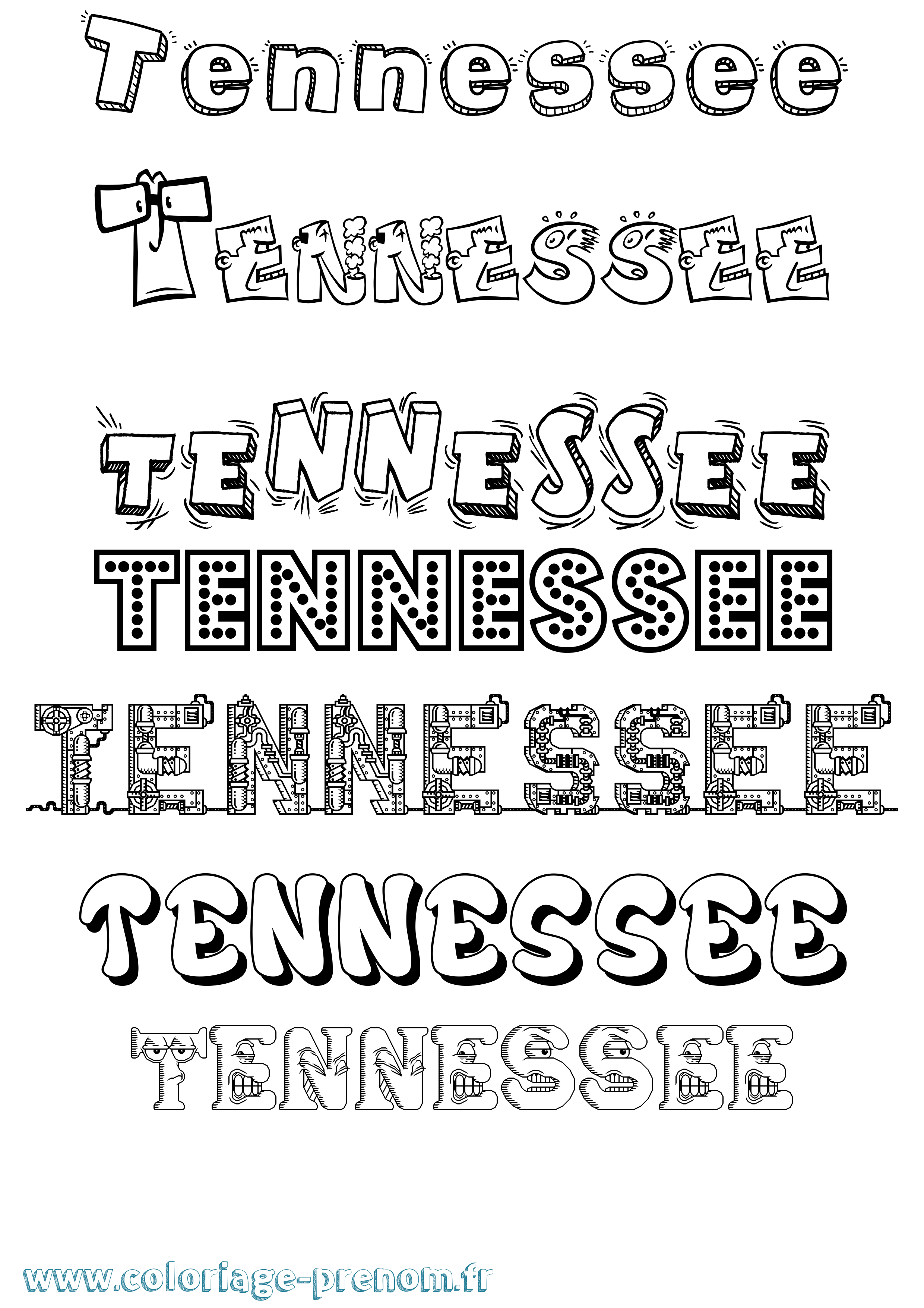 Coloriage Tennessee Fun Coloriage prénom Tennessee Fun