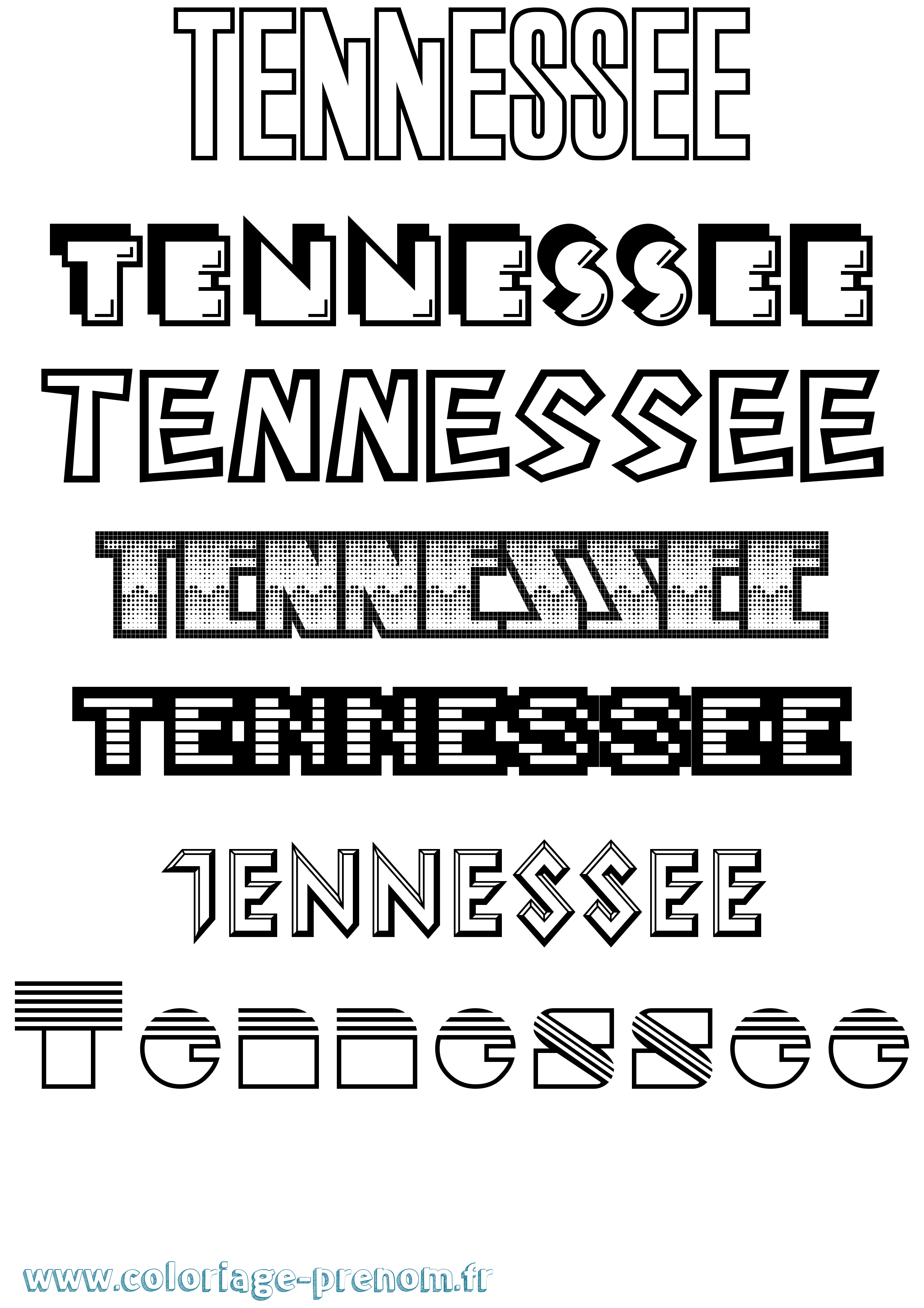 Coloriage Tennessee Jeux Vidéos Coloriage prénom Tennessee Jeux Vidéos