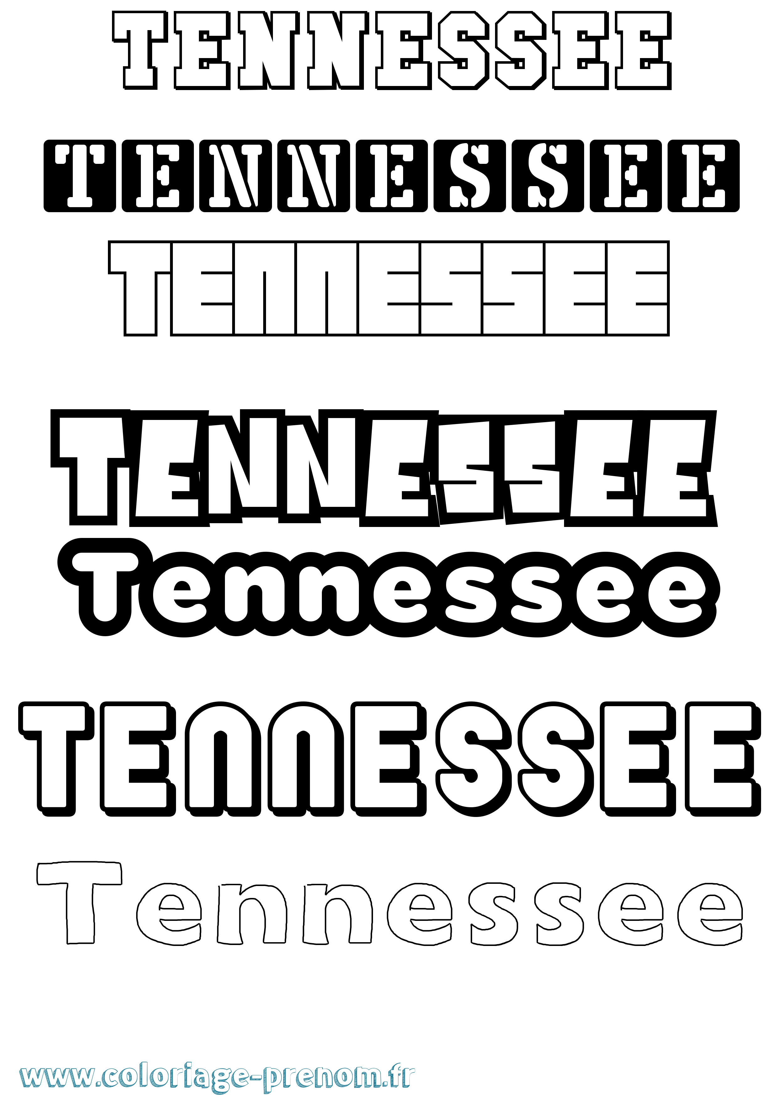 Coloriage prénom Tennessee Simple