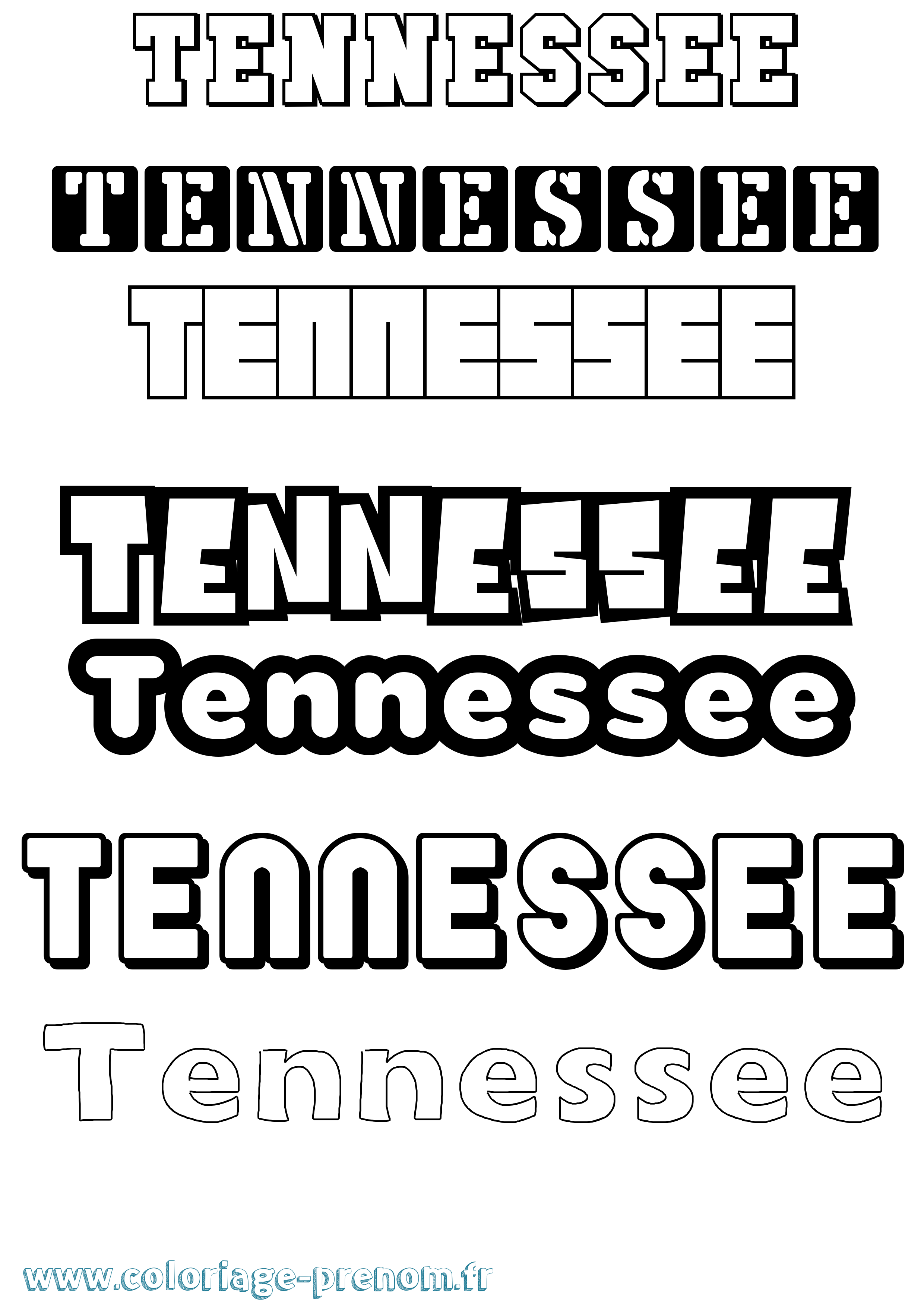 Coloriage Tennessee Simple Coloriage prénom Tennessee Simple