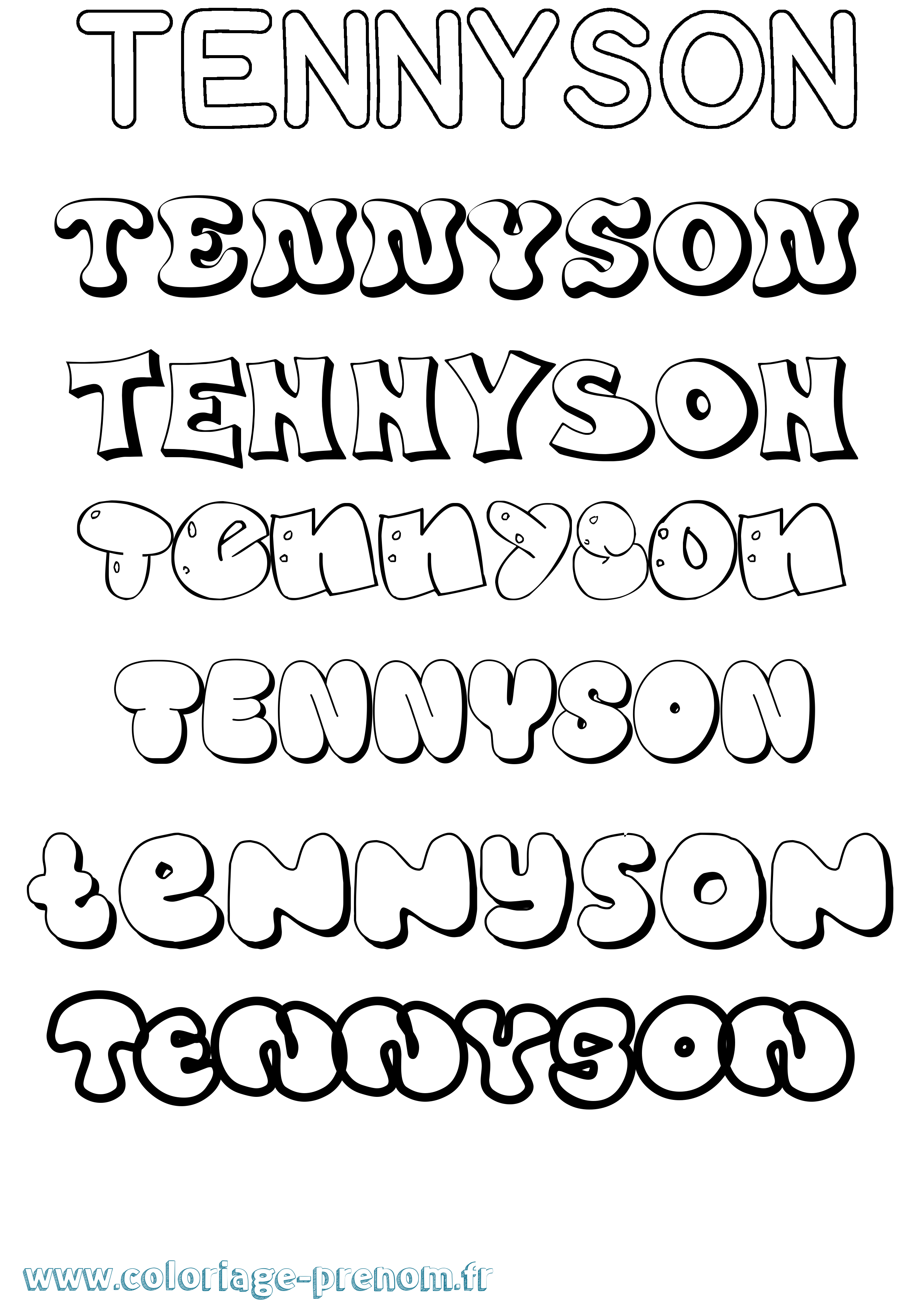 Coloriage prénom Tennyson Bubble