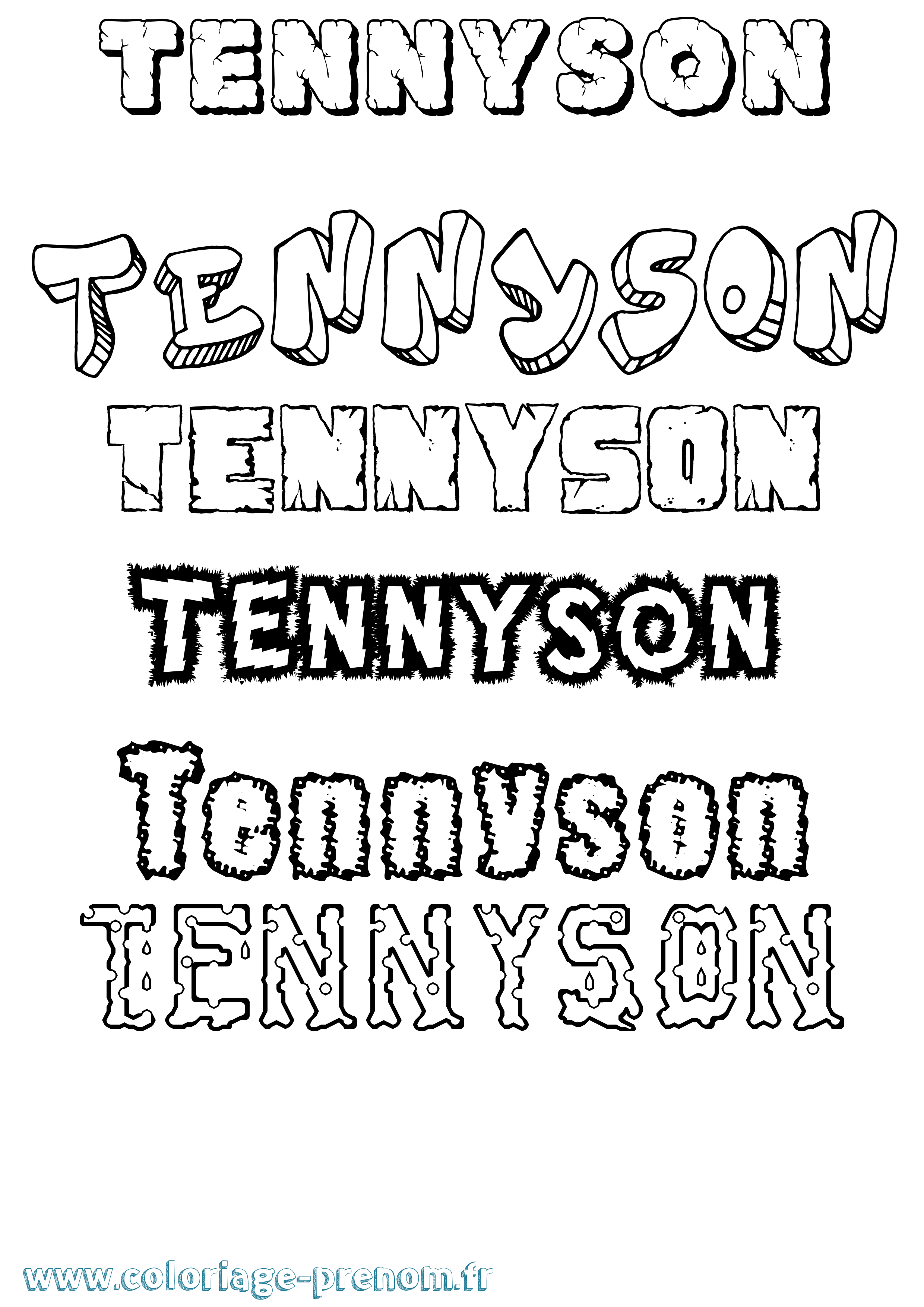 Coloriage prénom Tennyson Destructuré