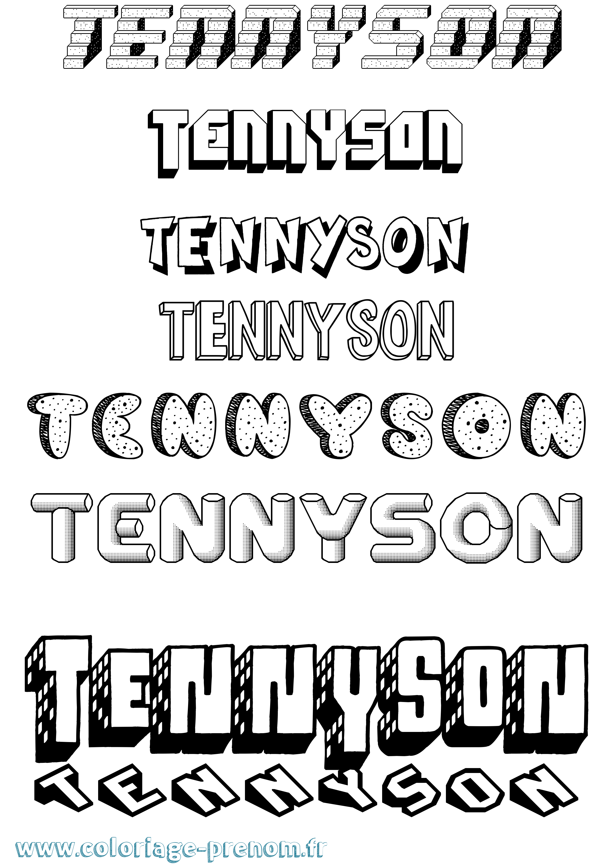 Coloriage prénom Tennyson Effet 3D