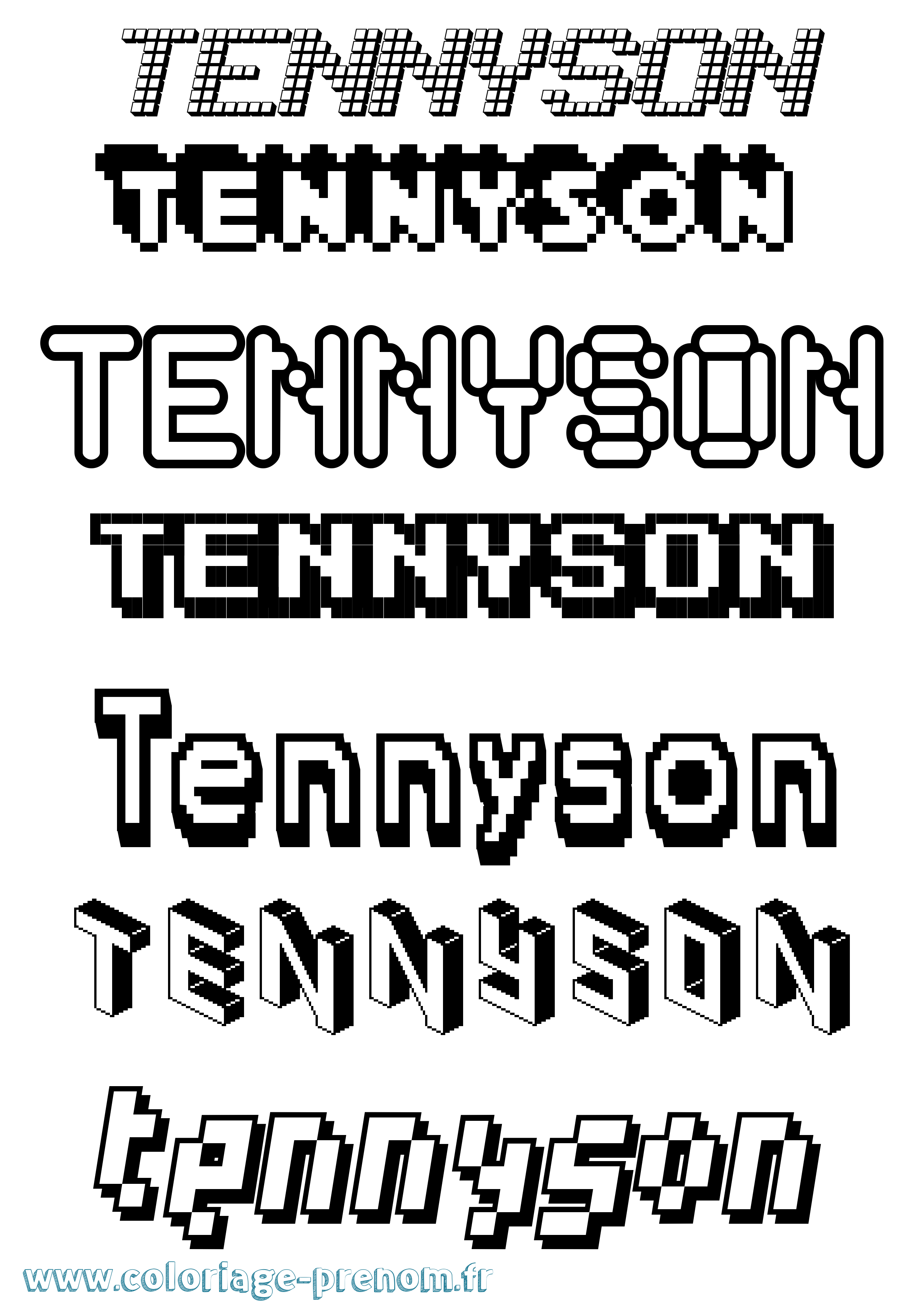 Coloriage prénom Tennyson Pixel