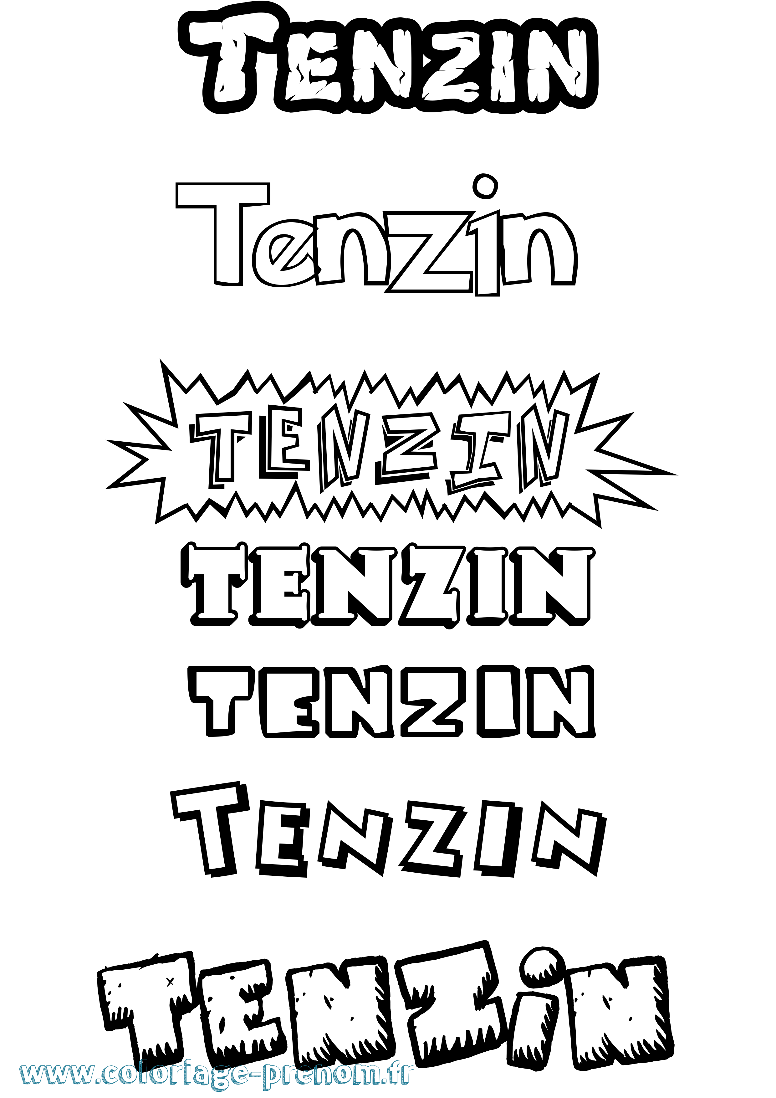 Coloriage prénom Tenzin Dessin Animé