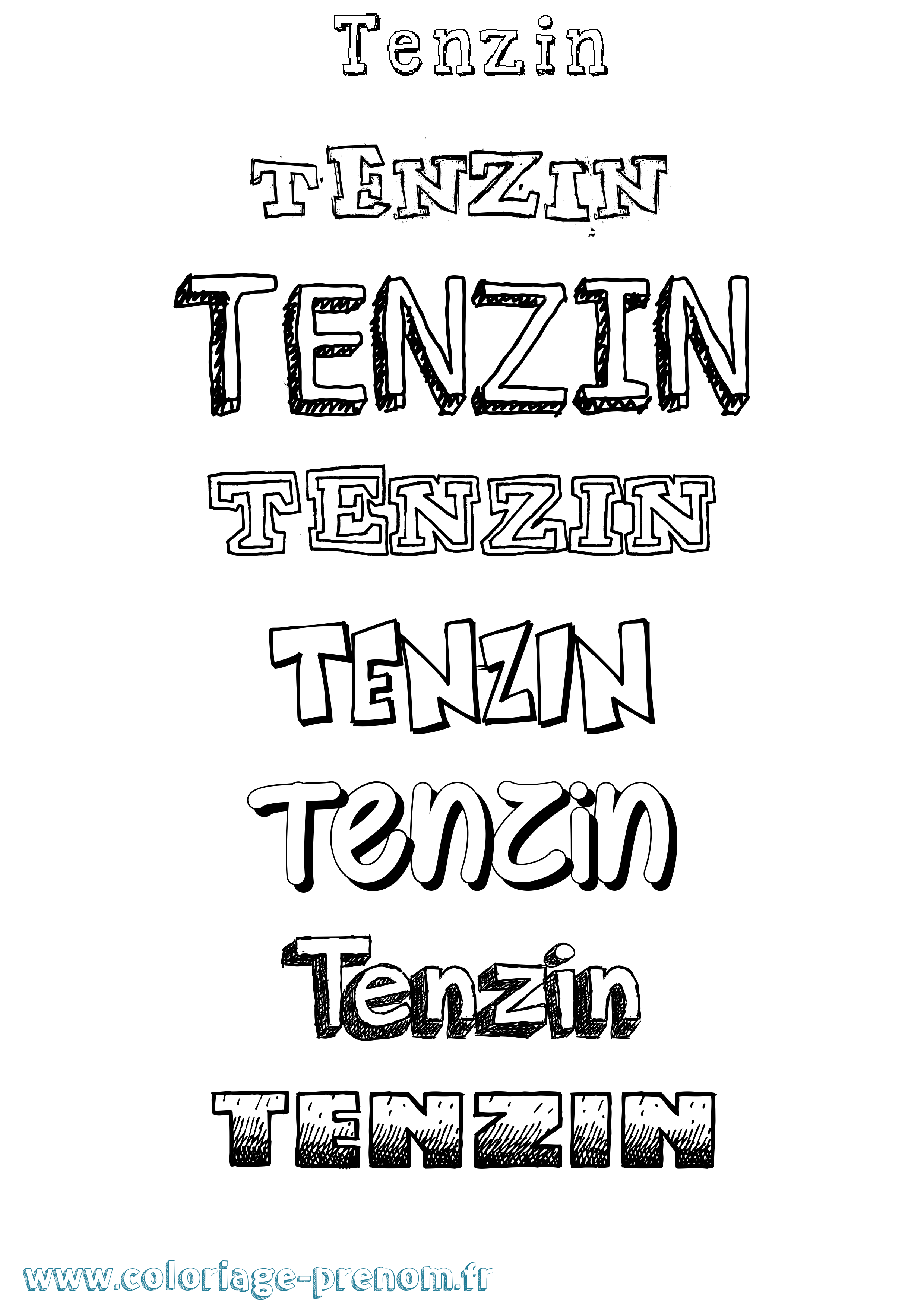 Coloriage prénom Tenzin Dessiné
