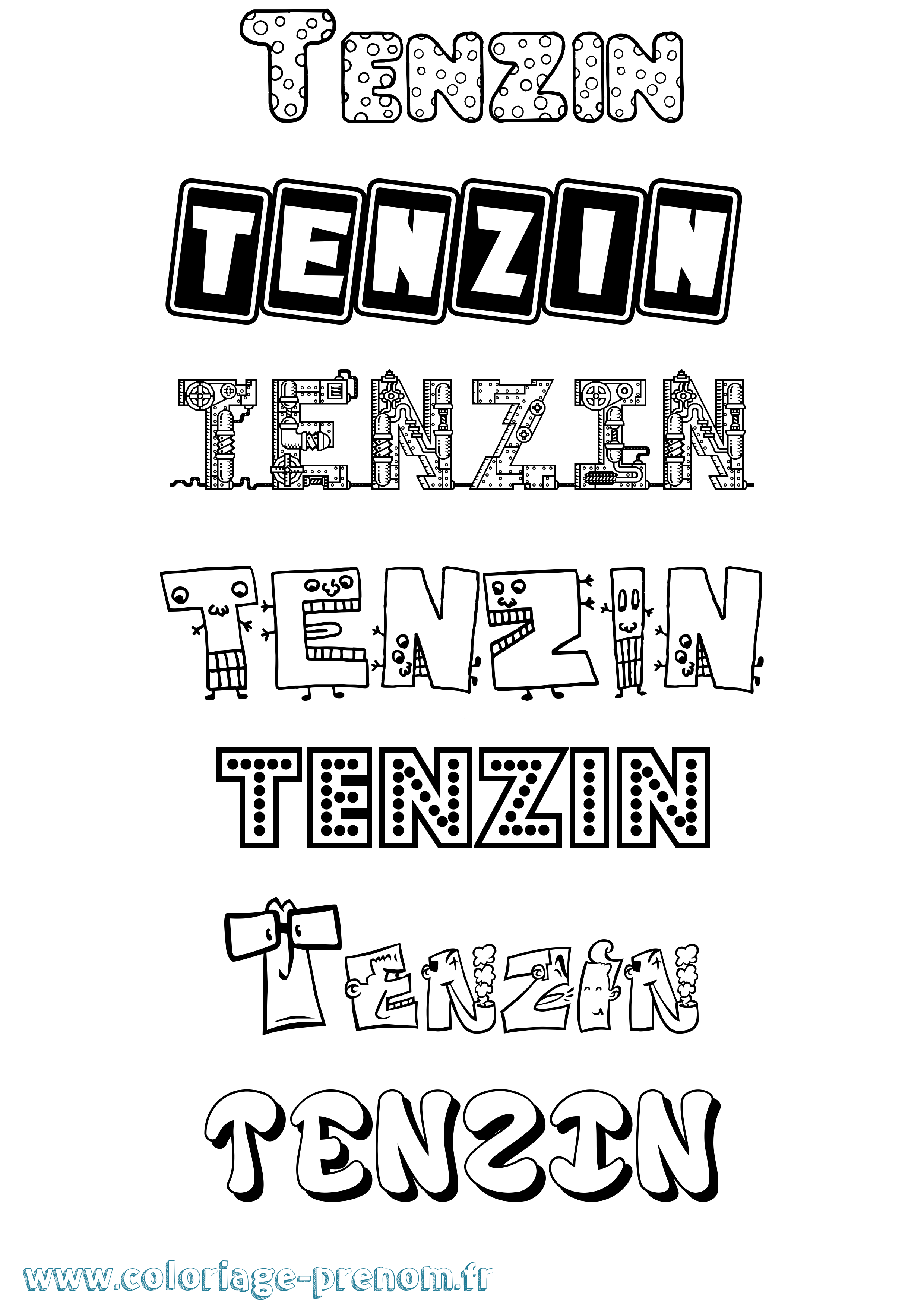 Coloriage prénom Tenzin Fun