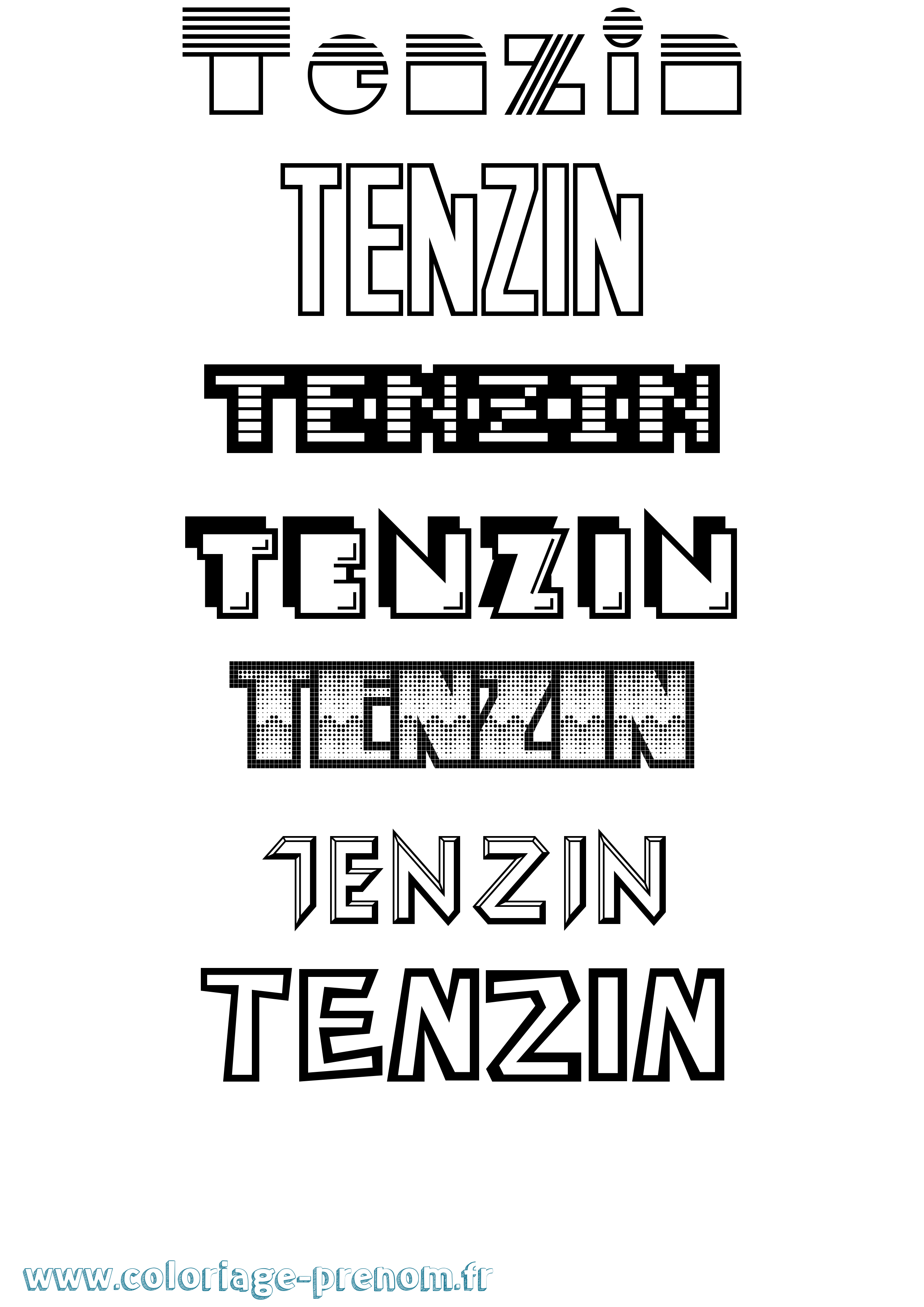 Coloriage prénom Tenzin Jeux Vidéos