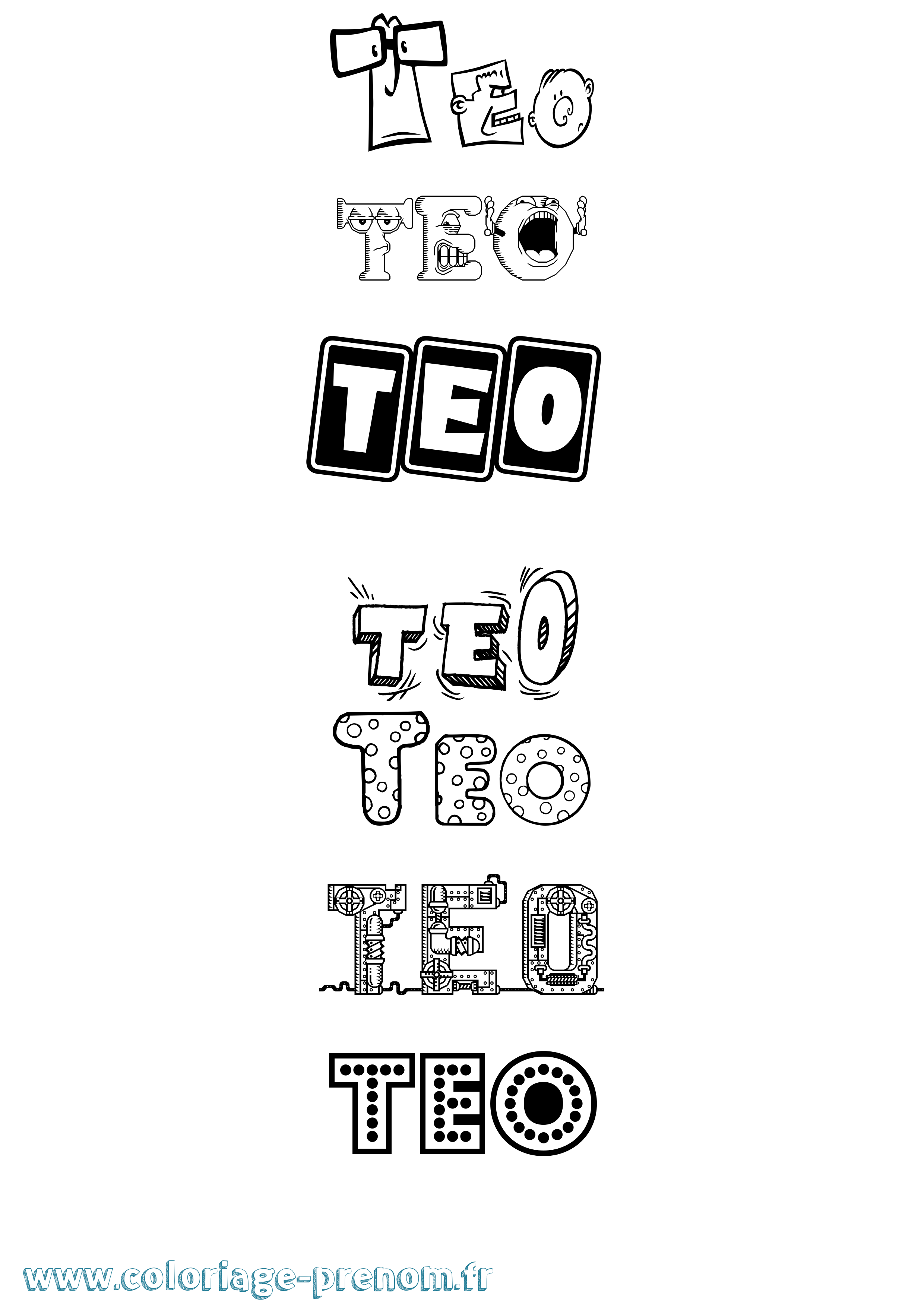 Coloriage prénom Teo Fun