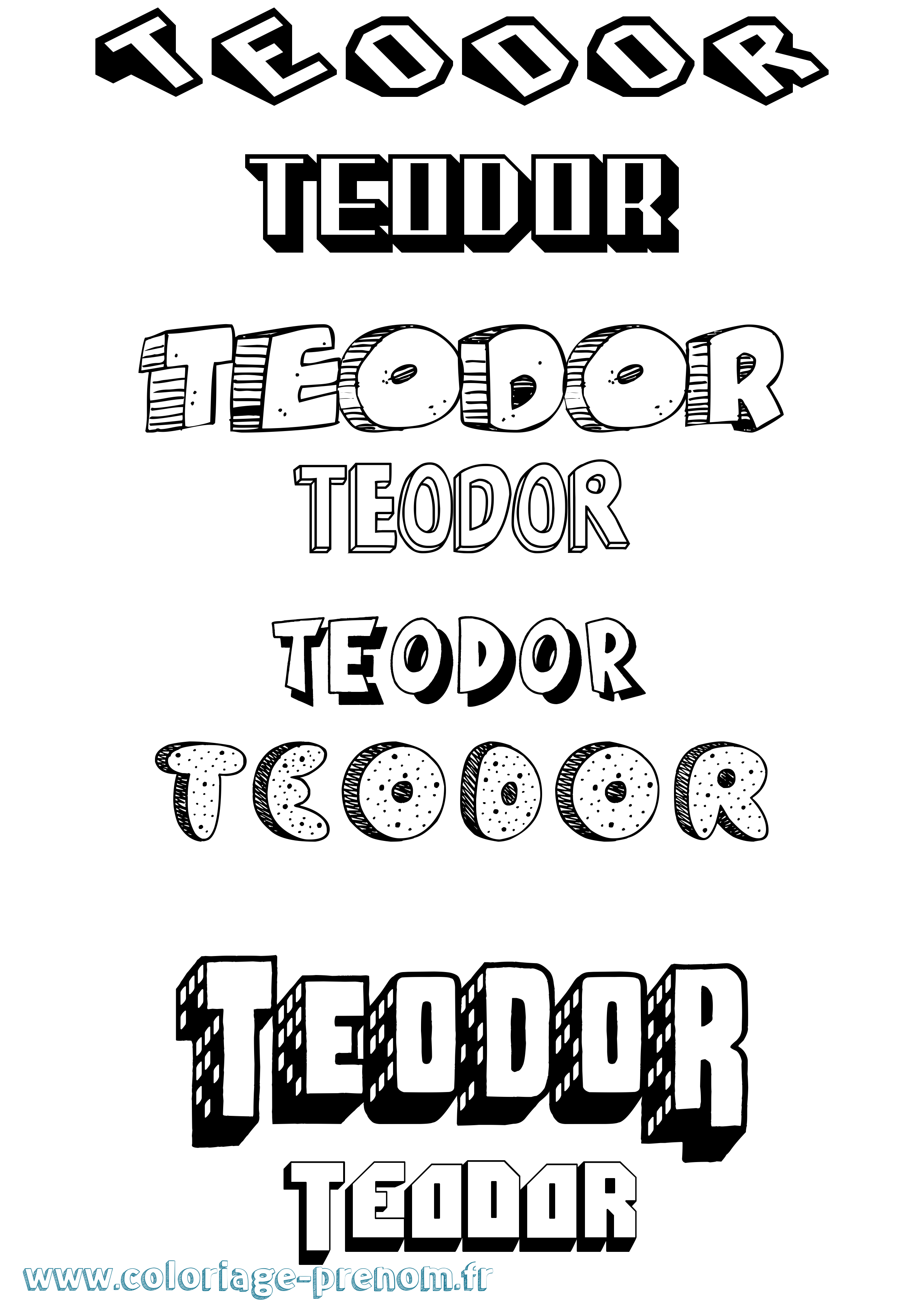 Coloriage prénom Teodor Effet 3D