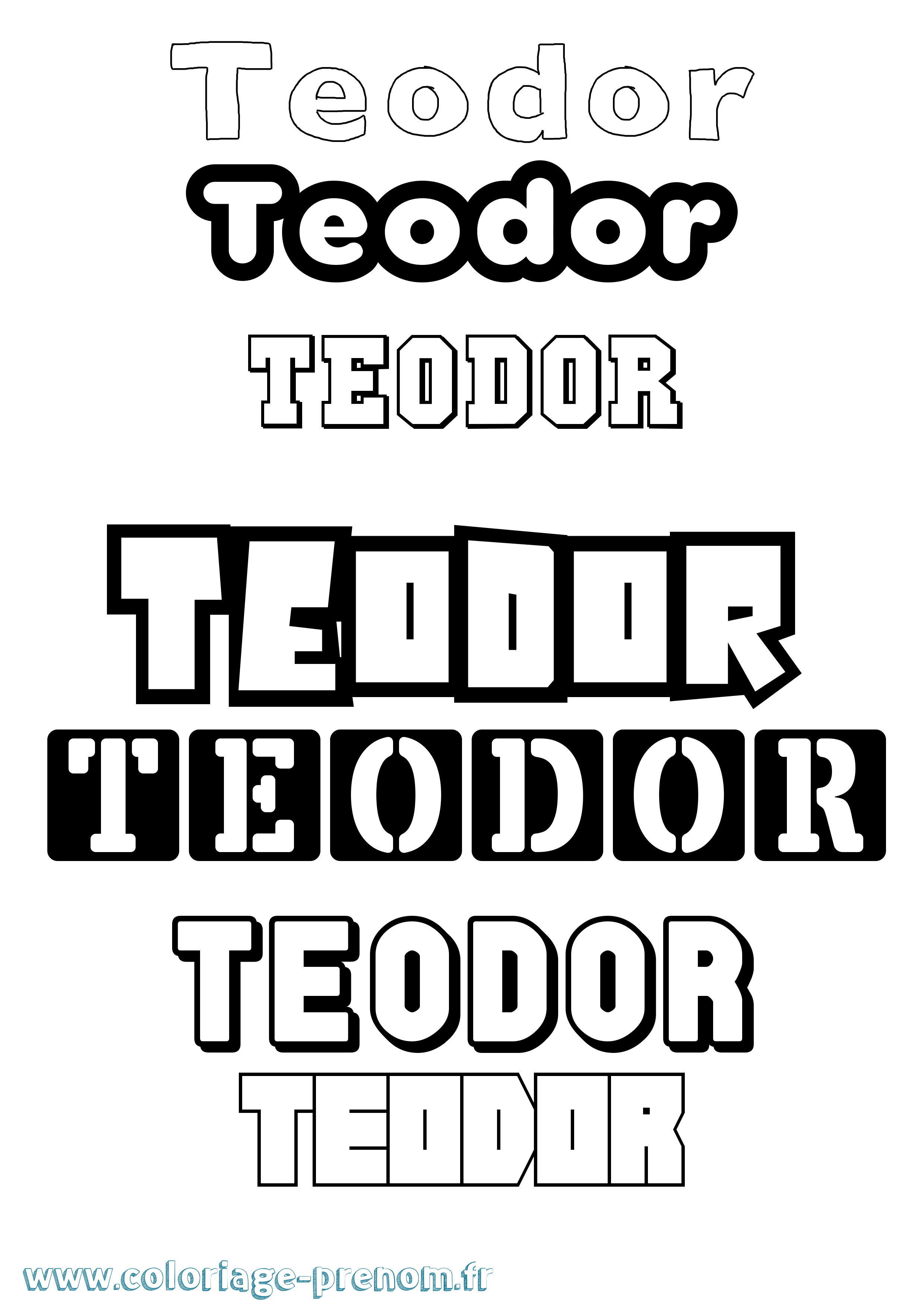 Coloriage prénom Teodor Simple