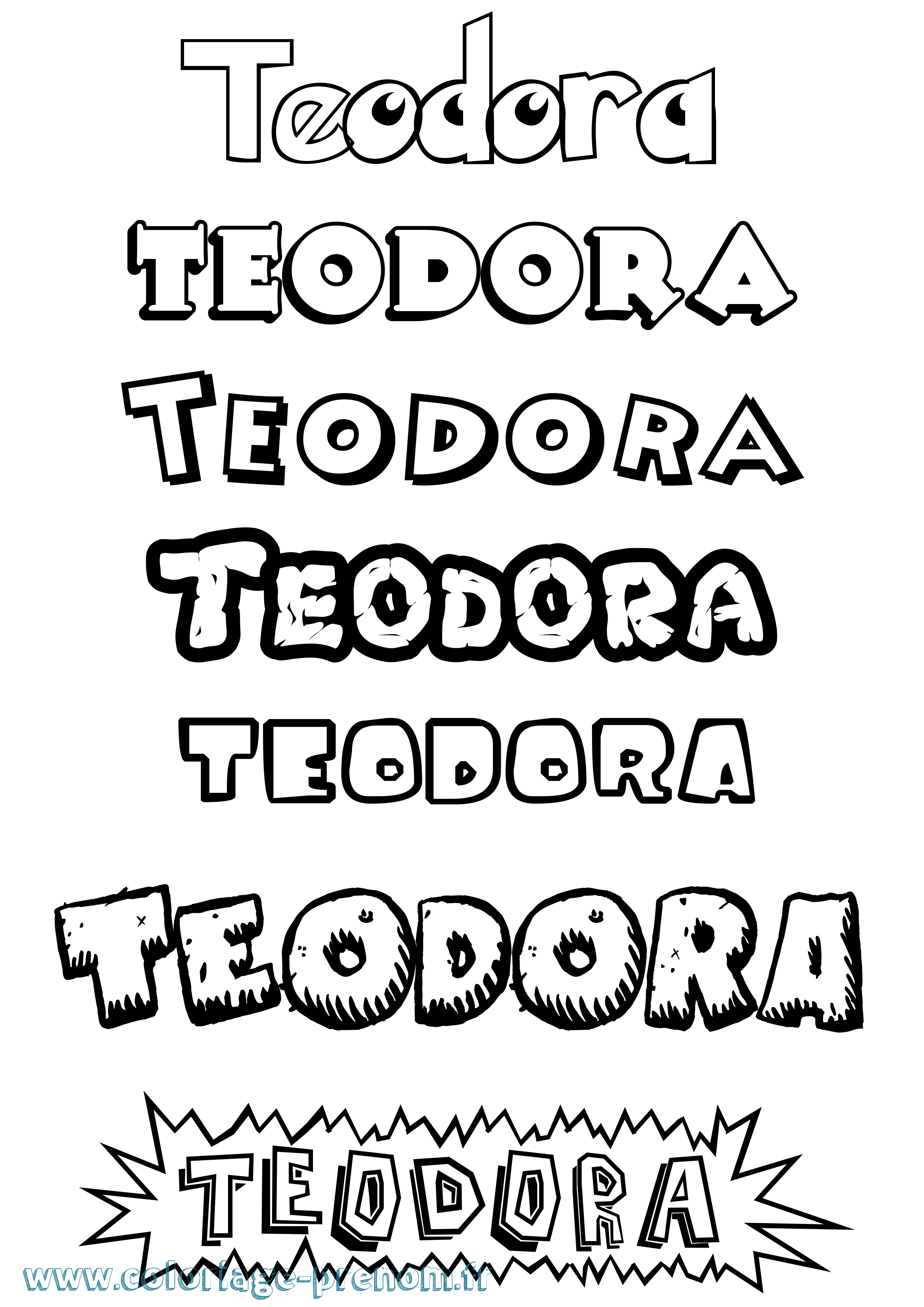 Coloriage prénom Teodora Dessin Animé