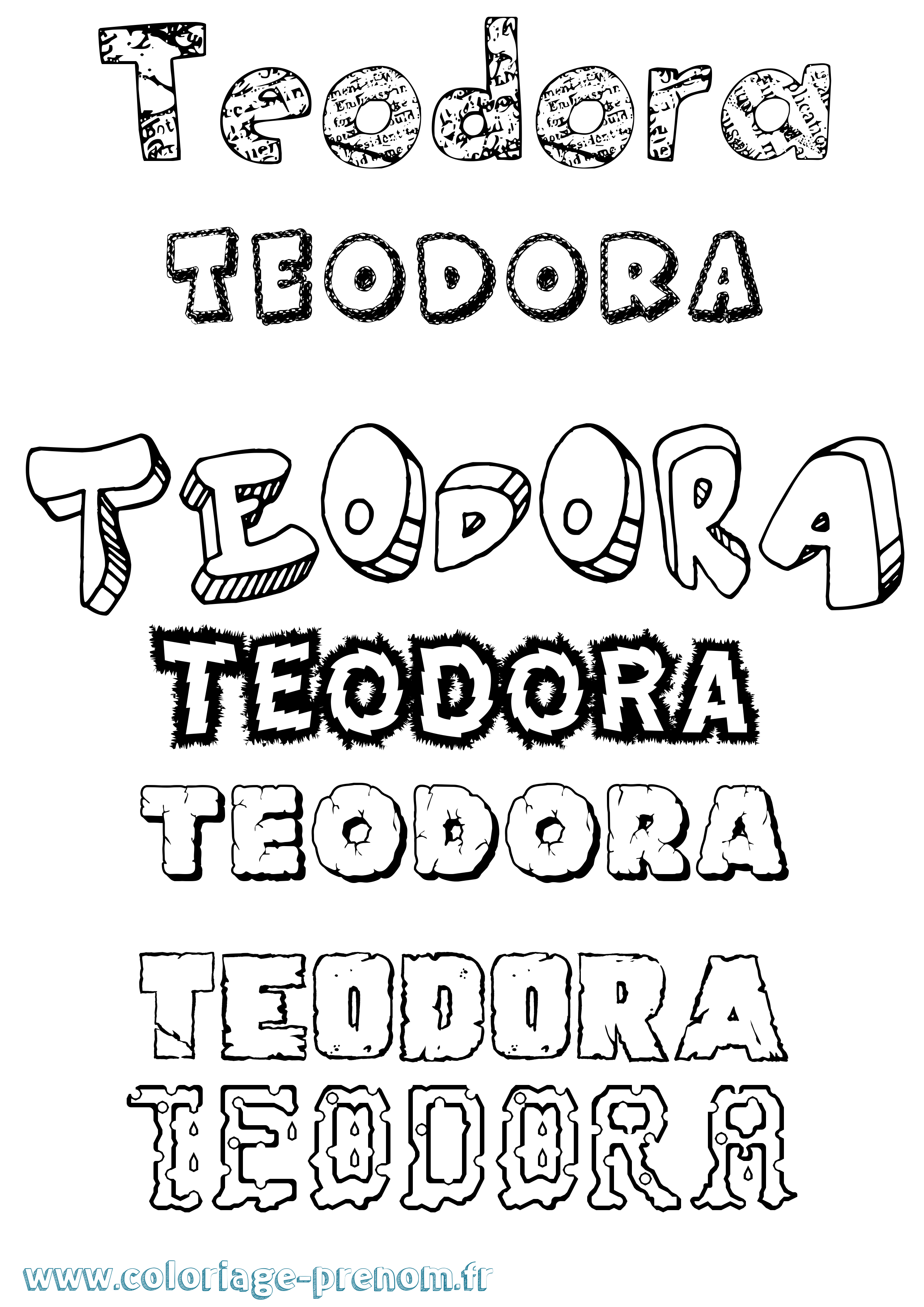 Coloriage prénom Teodora Destructuré