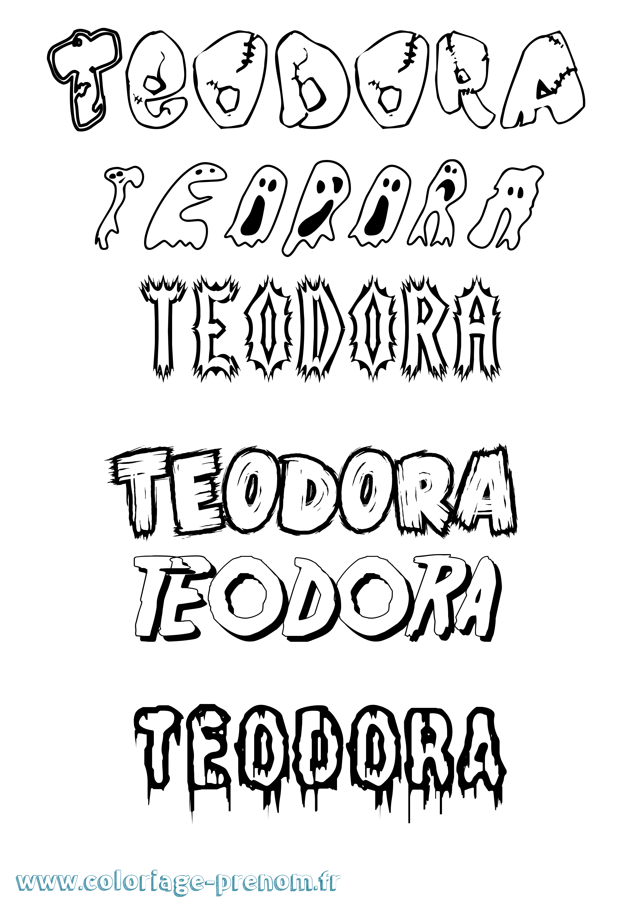 Coloriage prénom Teodora Frisson
