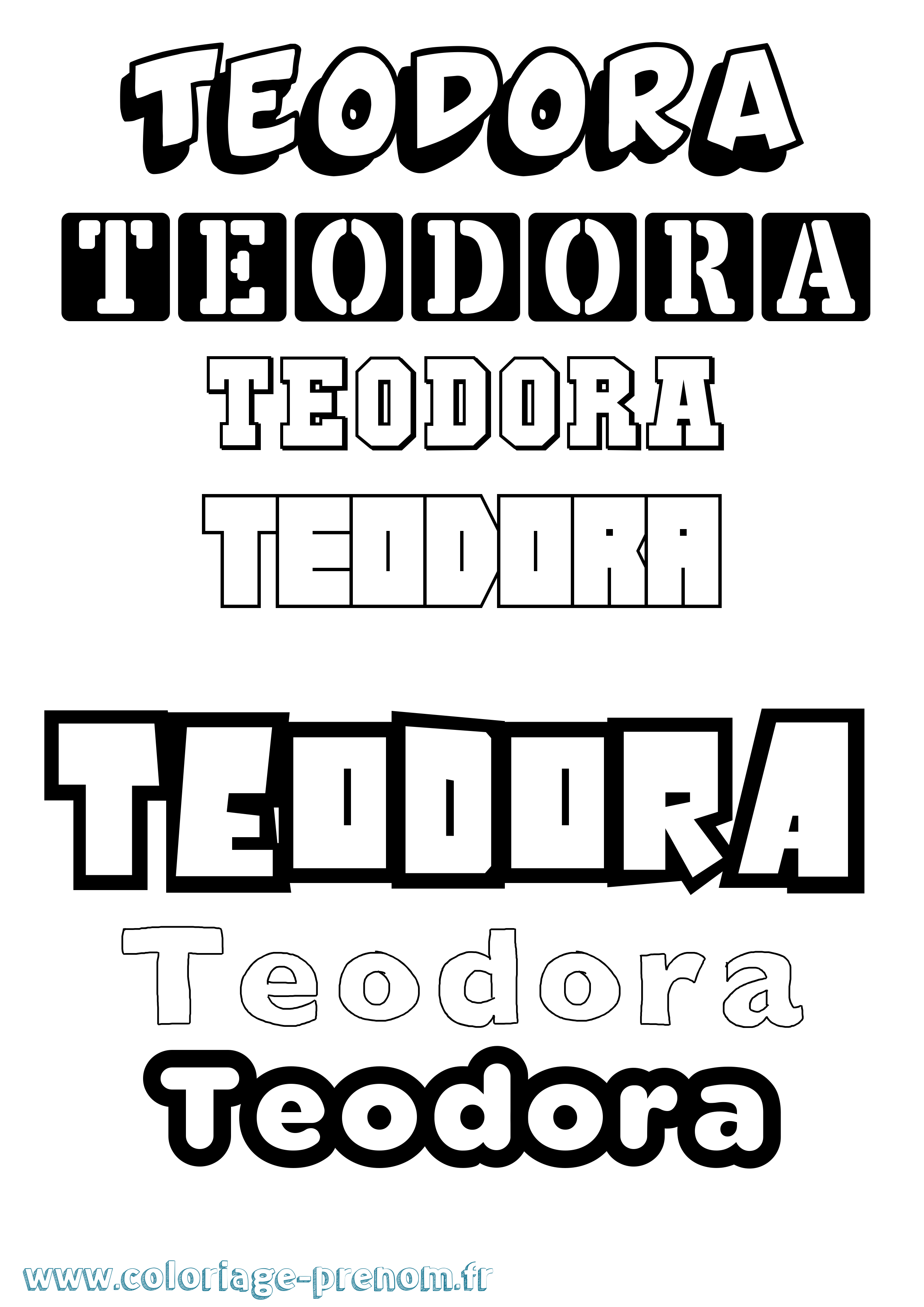 Coloriage prénom Teodora Simple