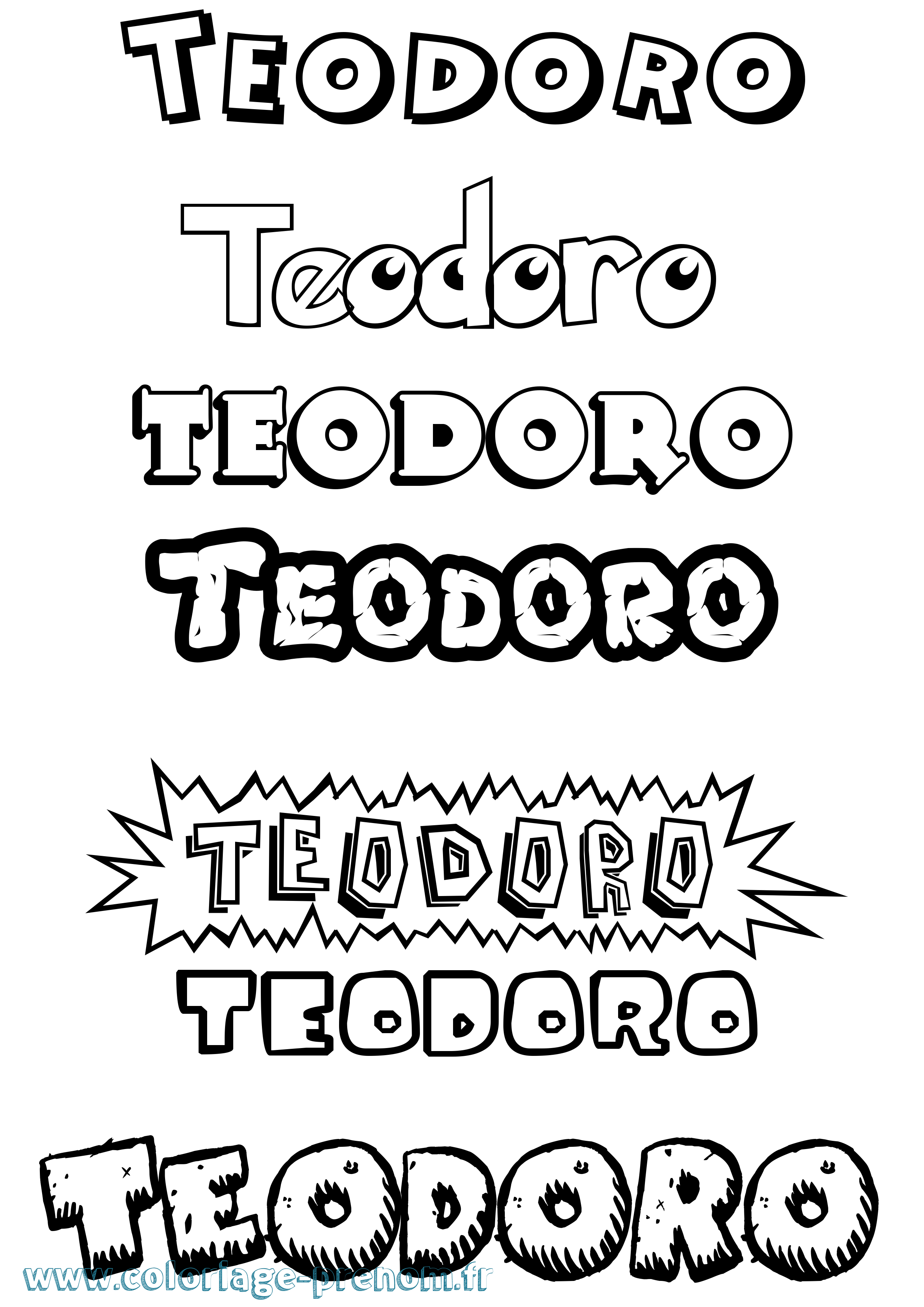 Coloriage prénom Teodoro Dessin Animé
