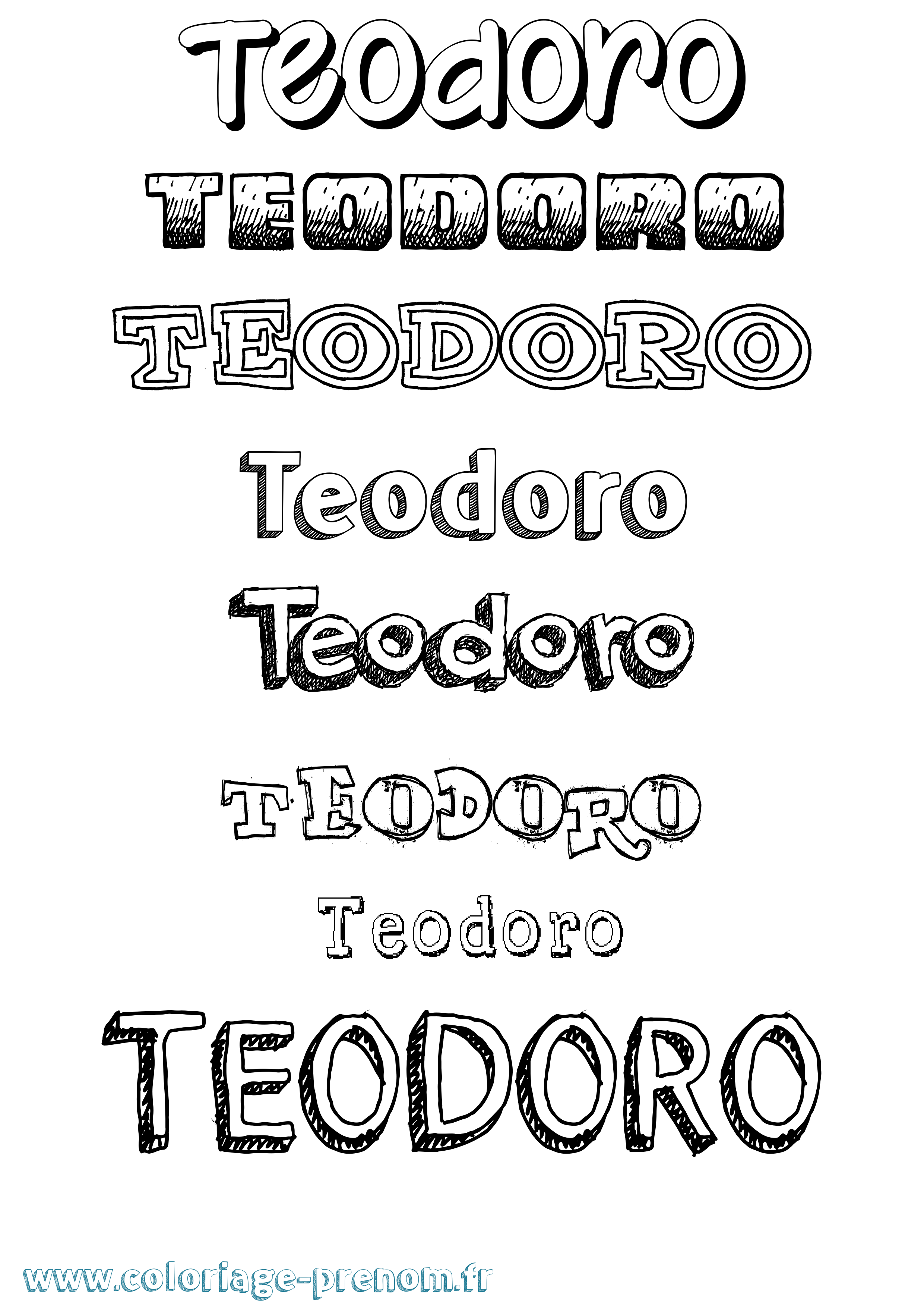 Coloriage prénom Teodoro Dessiné
