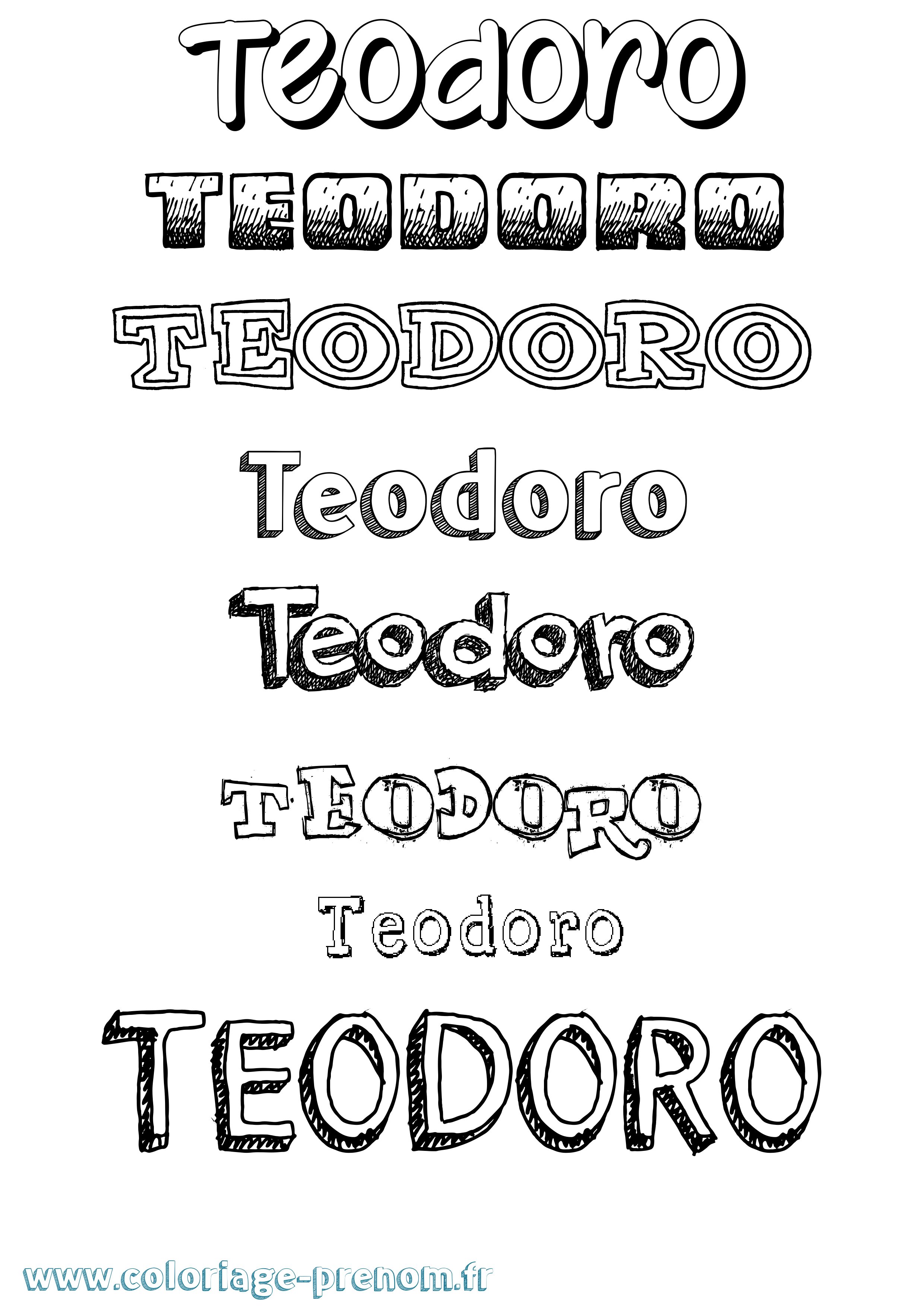 Coloriage Teodoro Dessiné Coloriage prénom Teodoro Dessiné