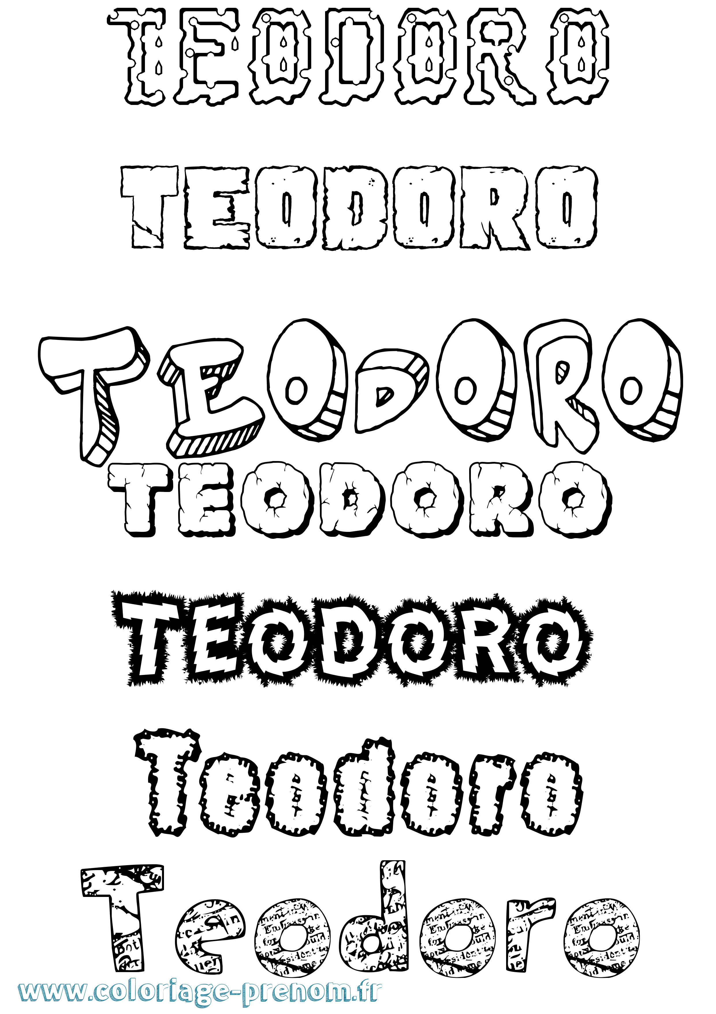 Coloriage Teodoro Destructuré Coloriage prénom Teodoro Destructuré