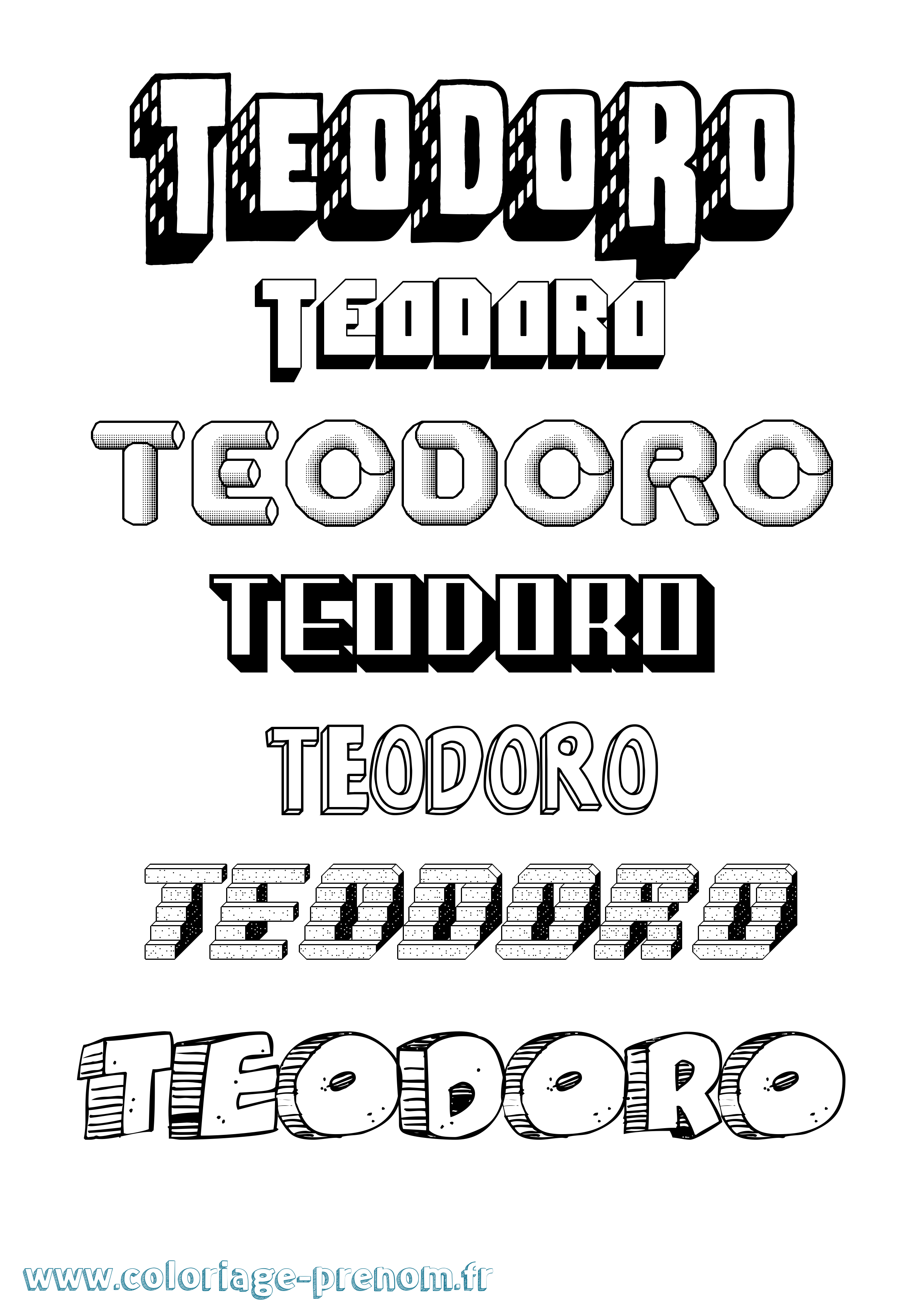 Coloriage Teodoro Effet 3D Coloriage prénom Teodoro Effet 3D