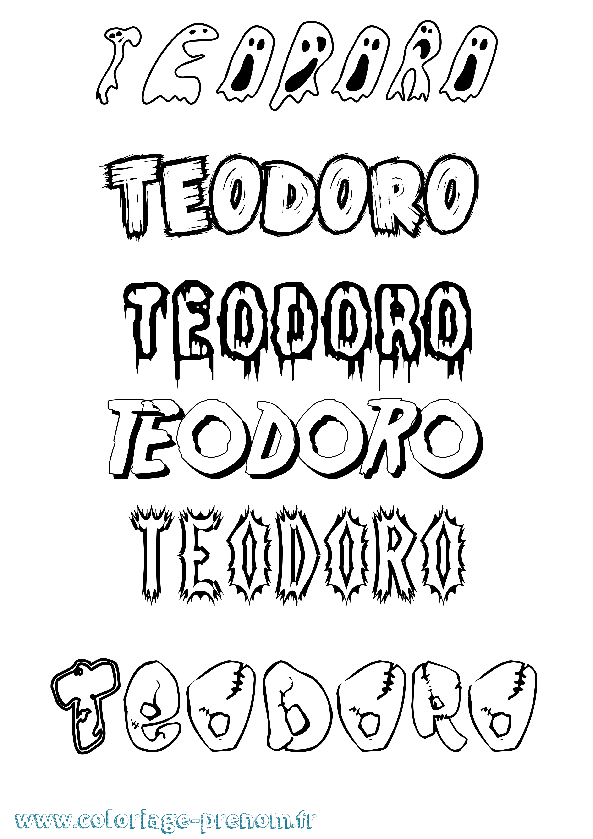 Coloriage Teodoro Frisson Coloriage prénom Teodoro Frisson