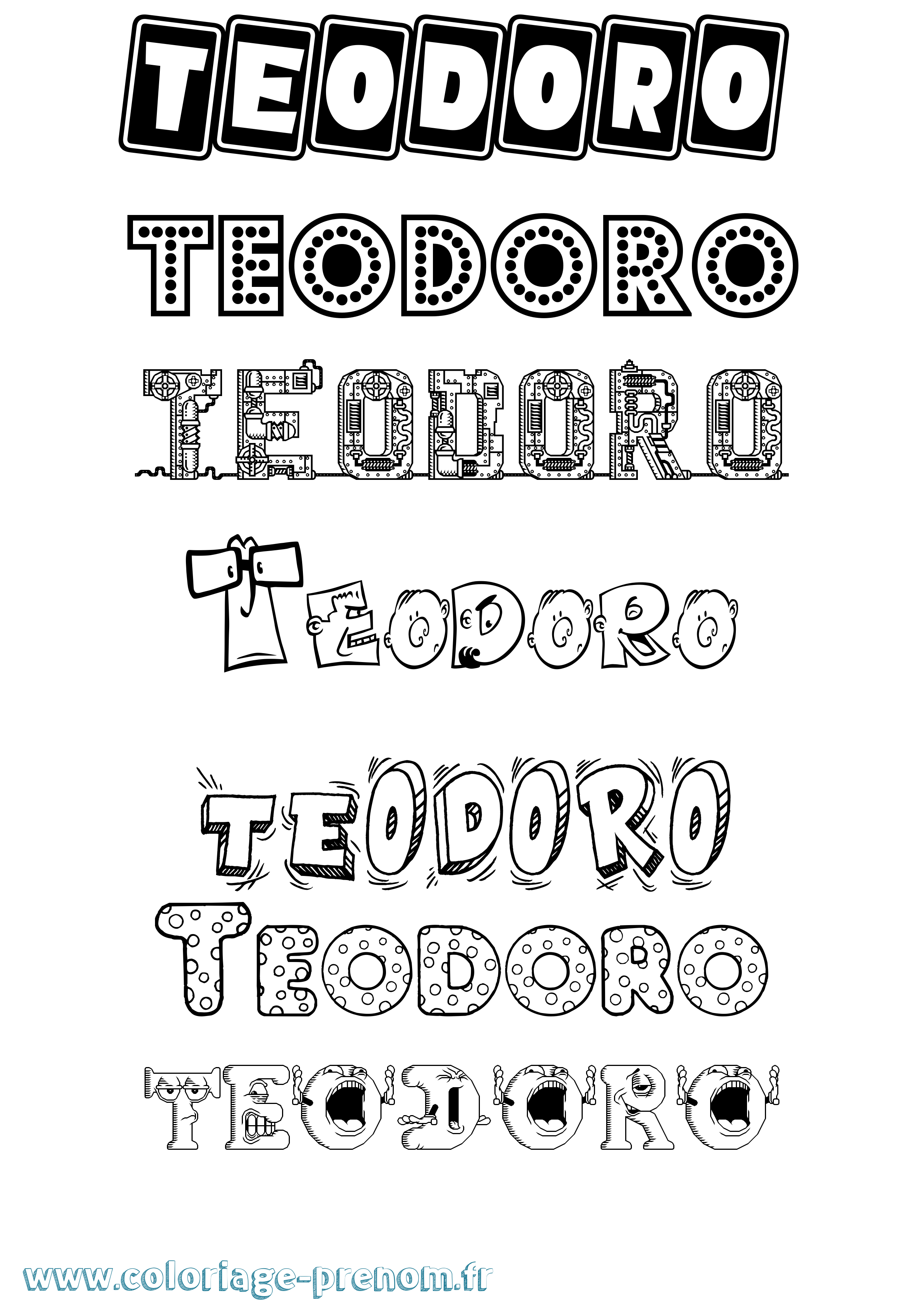 Coloriage prénom Teodoro Fun