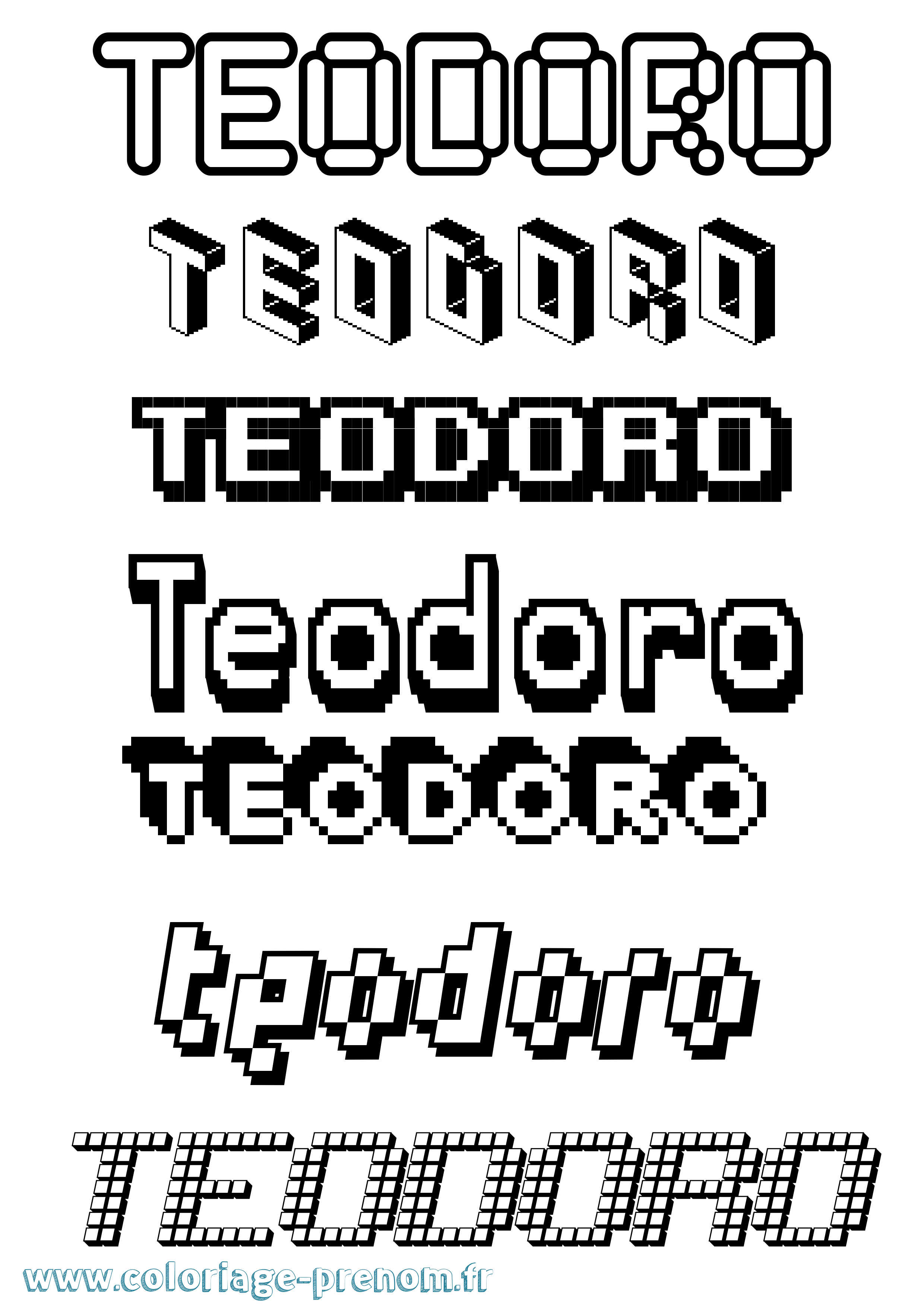 Coloriage Teodoro Pixel Coloriage prénom Teodoro Pixel