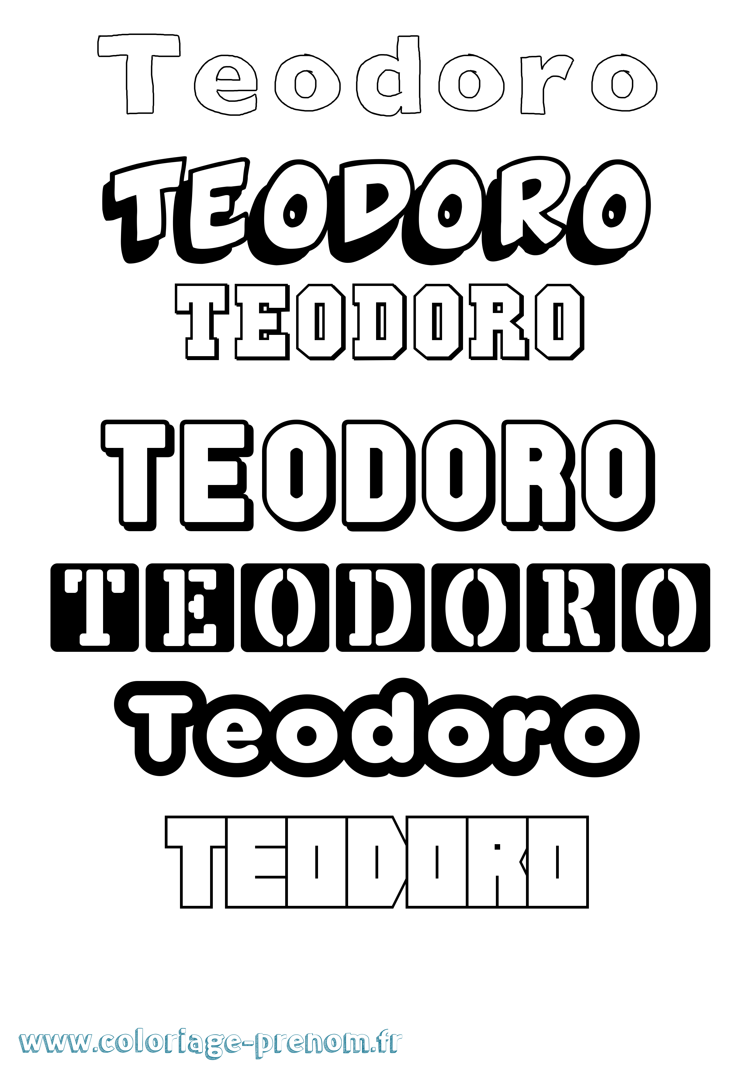 Coloriage Teodoro Simple Coloriage prénom Teodoro Simple
