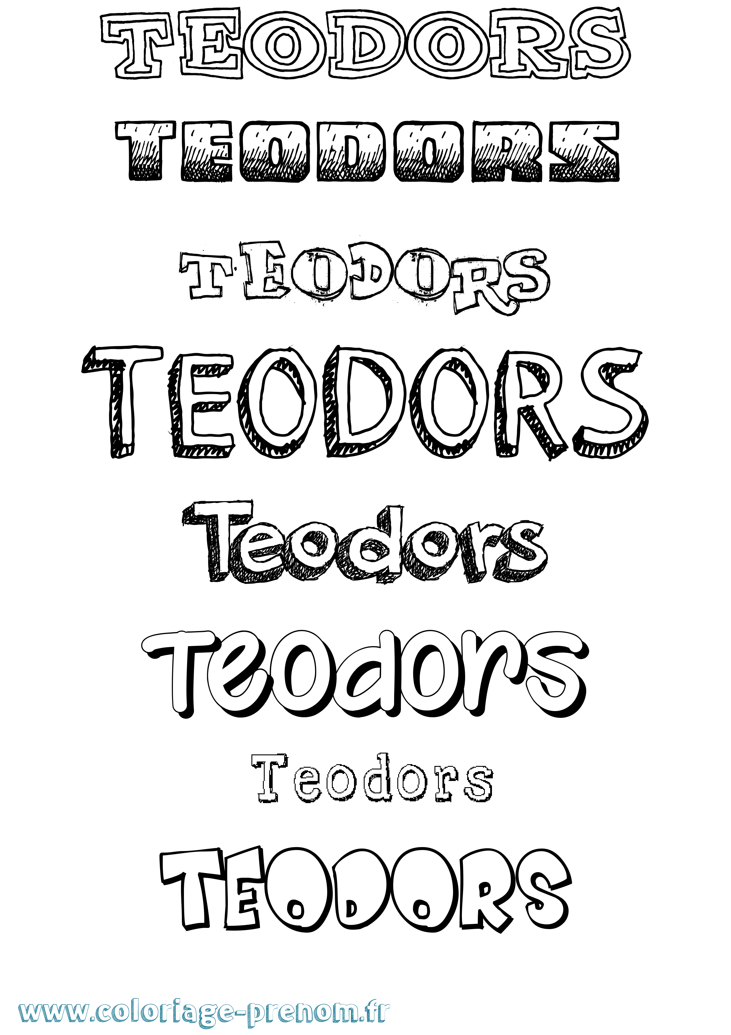 Coloriage prénom Teodors Dessiné