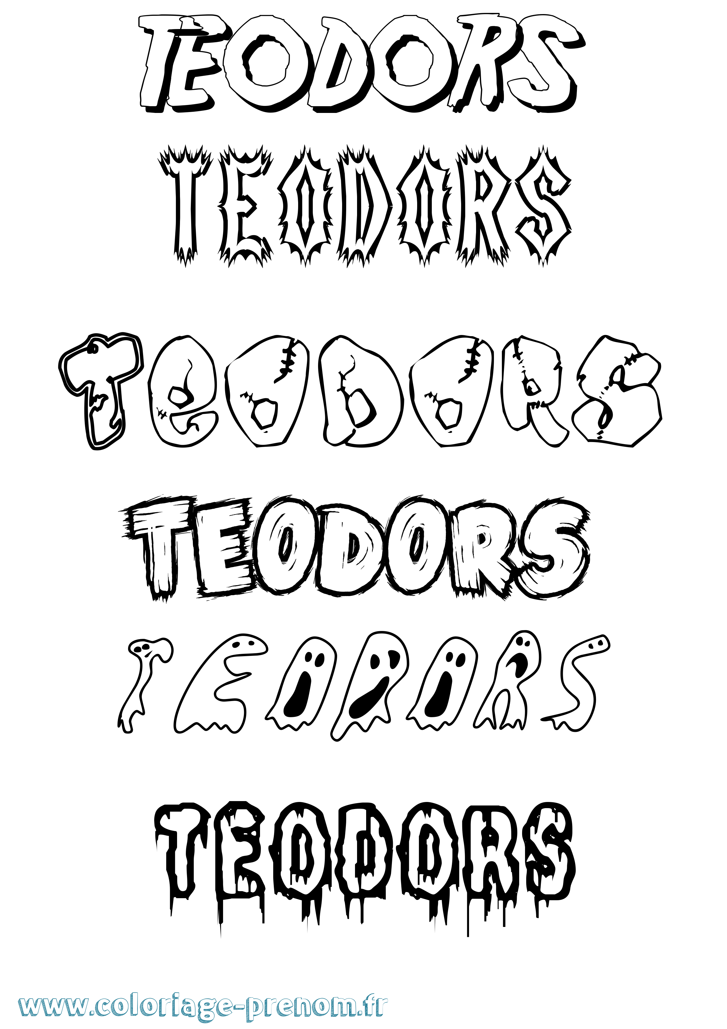Coloriage prénom Teodors Frisson