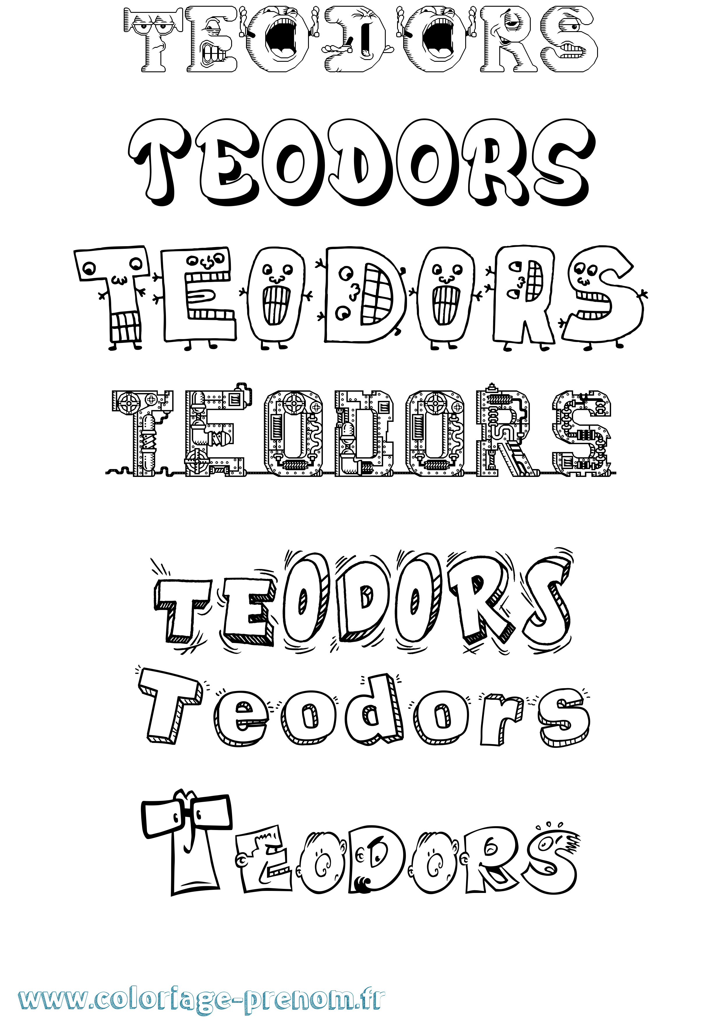Coloriage prénom Teodors Fun