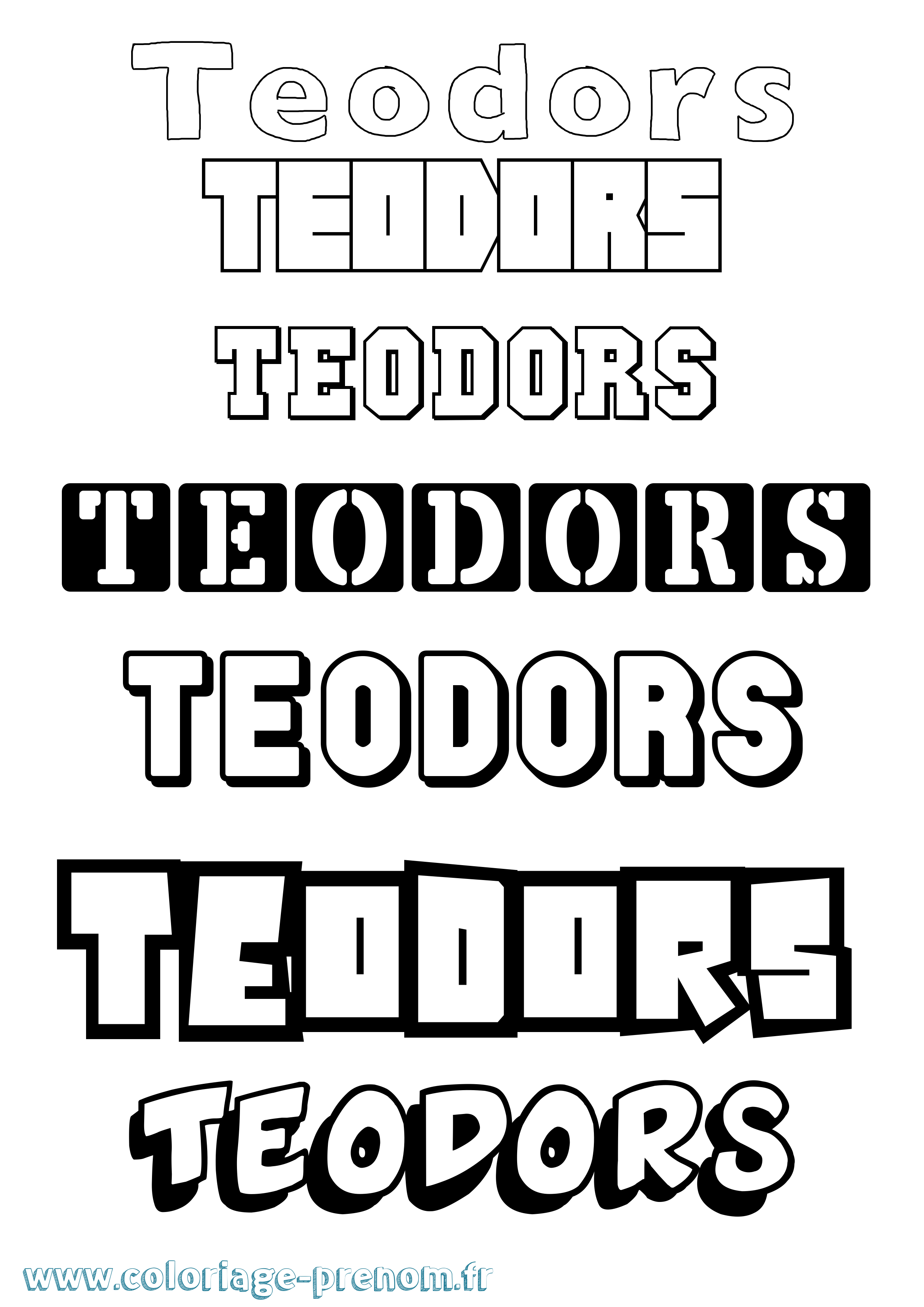 Coloriage prénom Teodors Simple