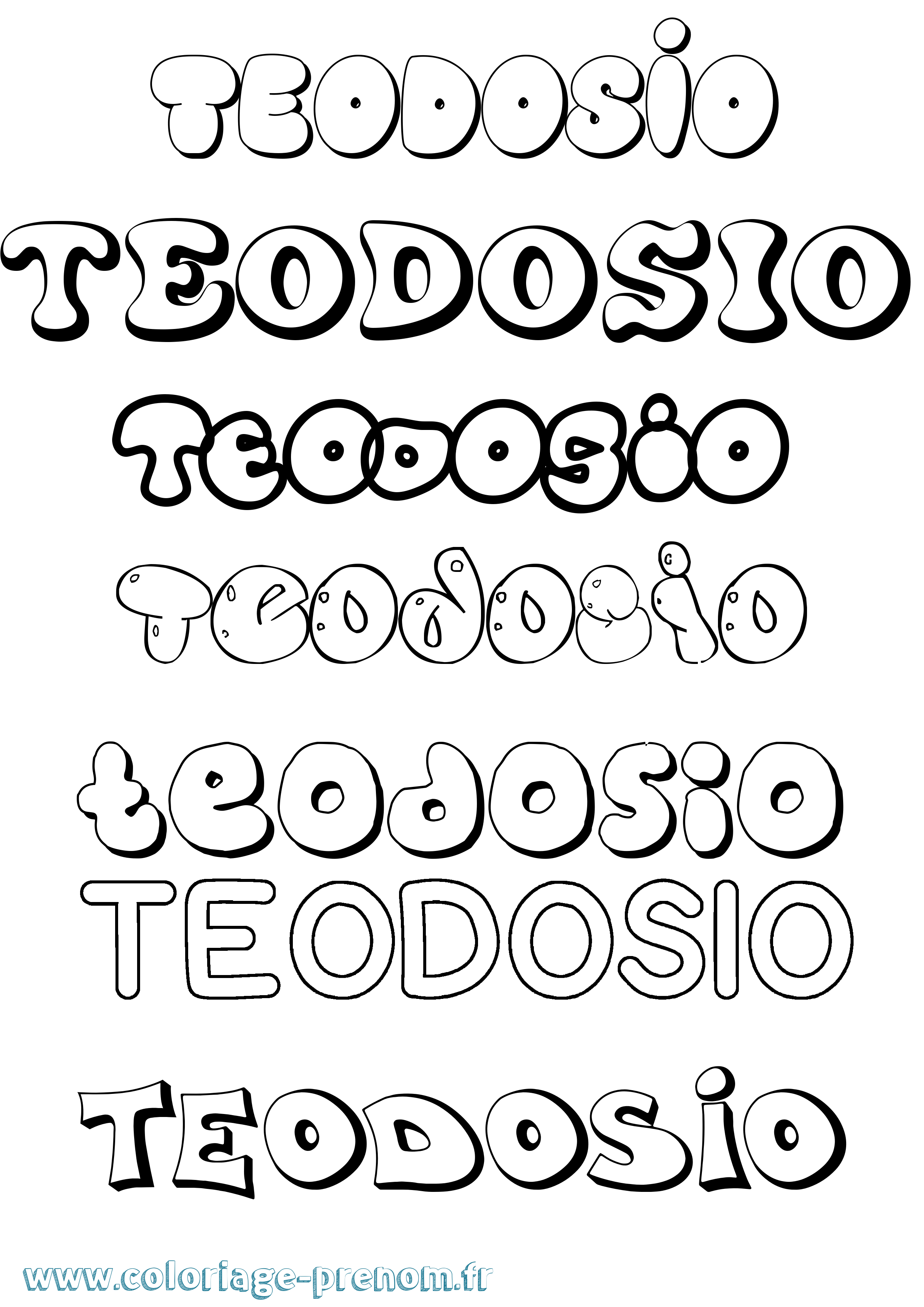Coloriage prénom Teodosio Bubble