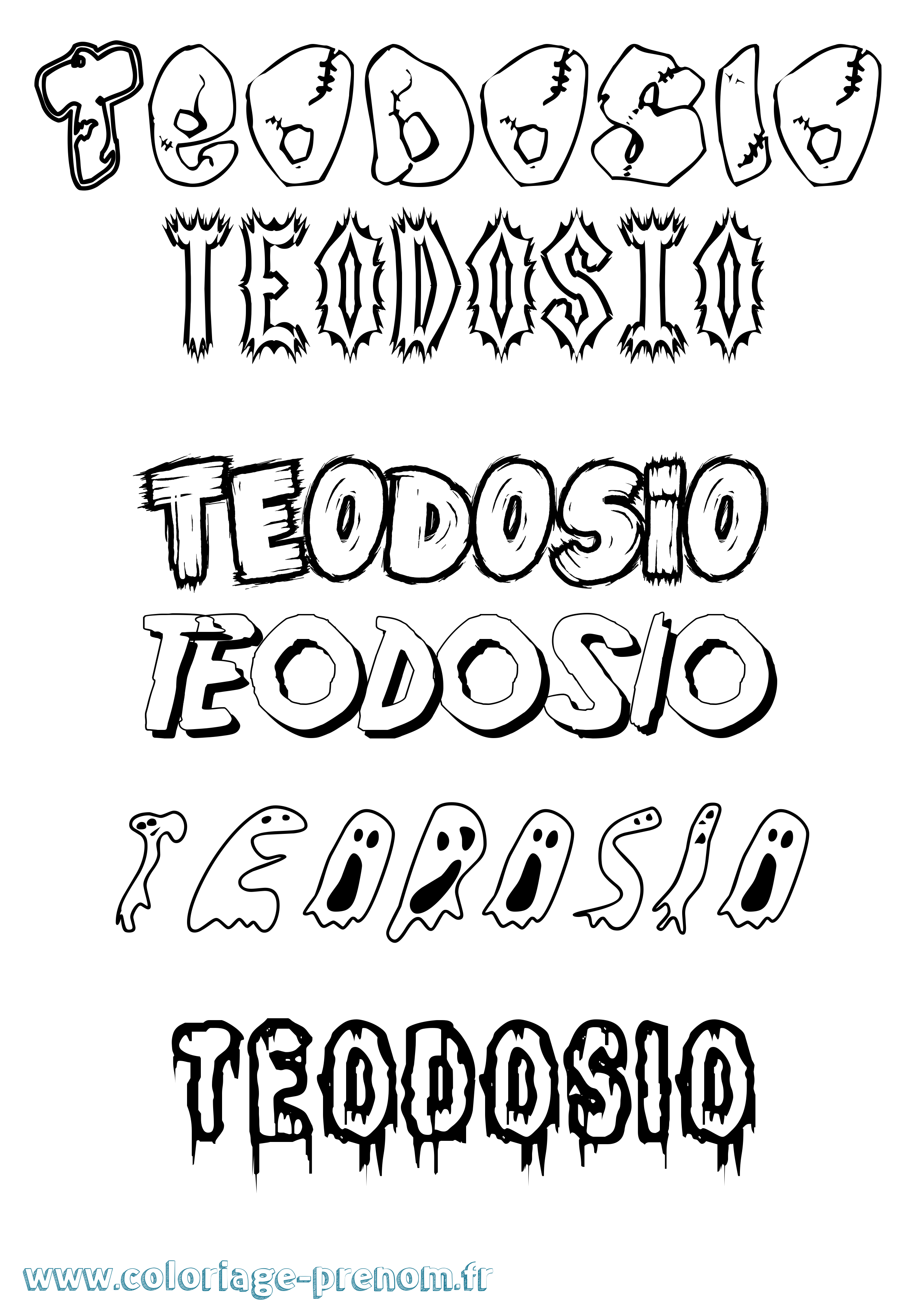 Coloriage prénom Teodosio Frisson