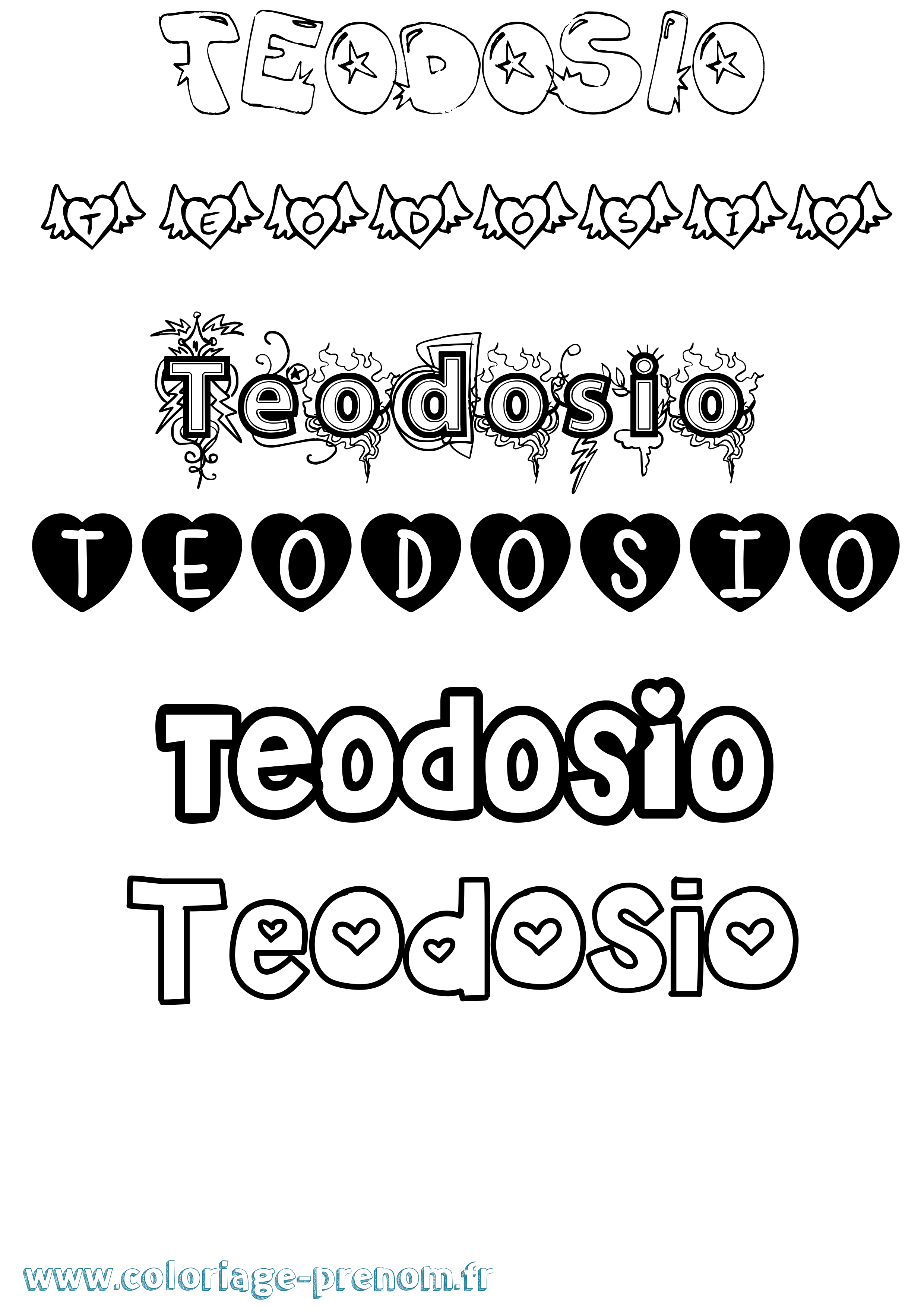 Coloriage prénom Teodosio Girly