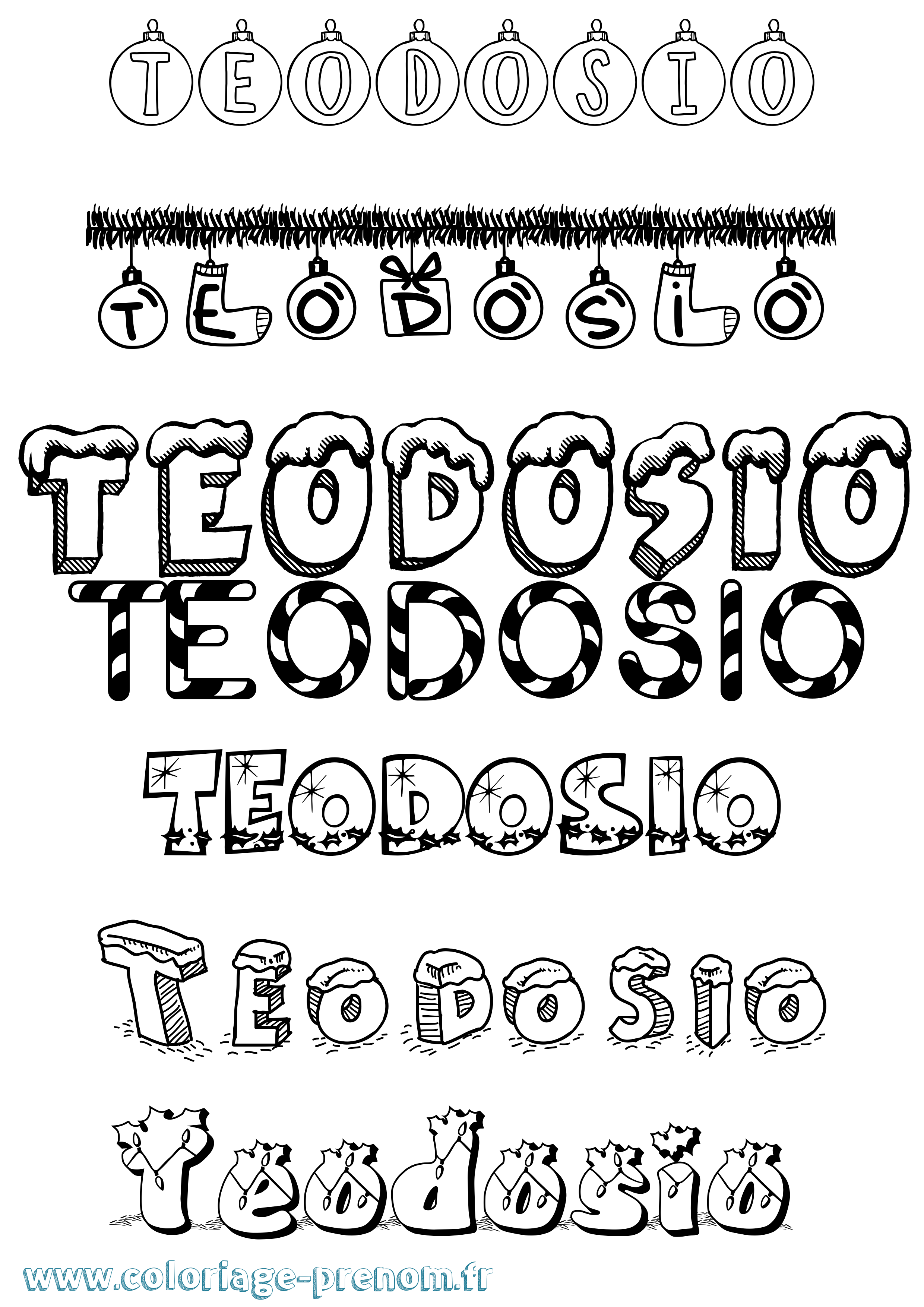 Coloriage prénom Teodosio Noël