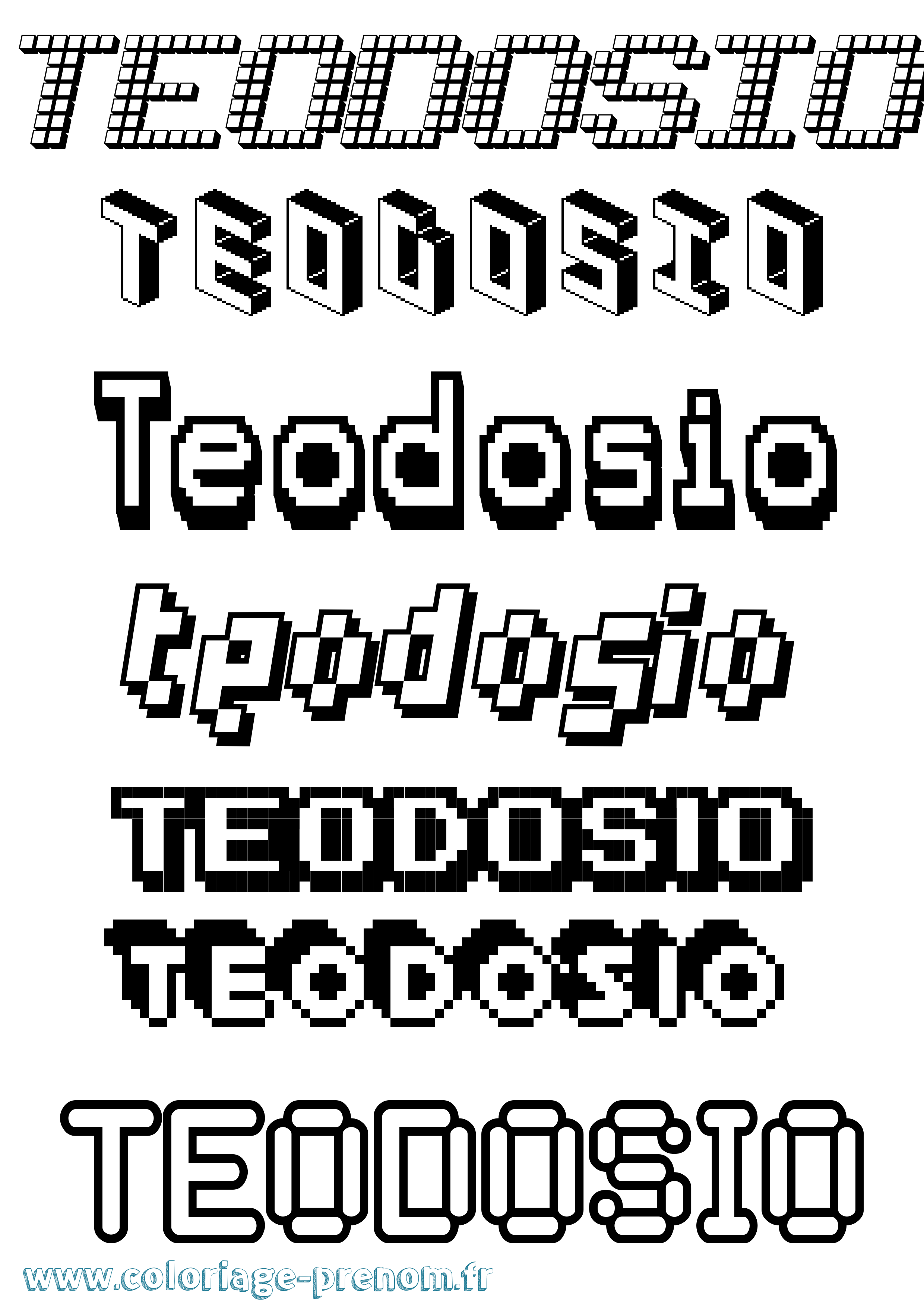 Coloriage prénom Teodosio Pixel