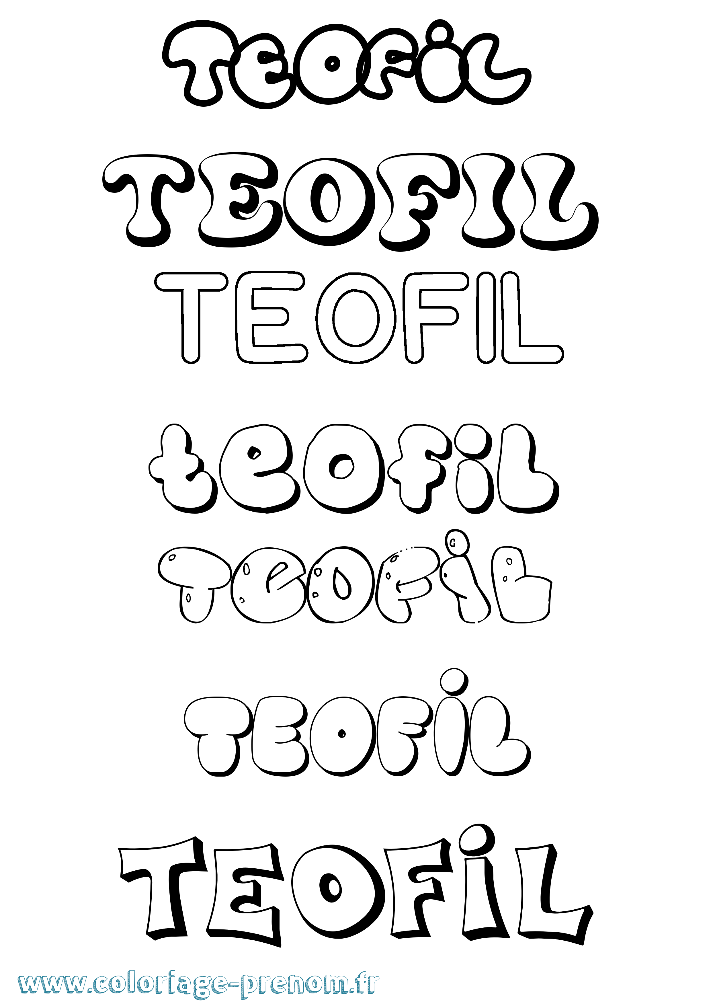 Coloriage Teofil Bubble Coloriage prénom Teofil Bubble