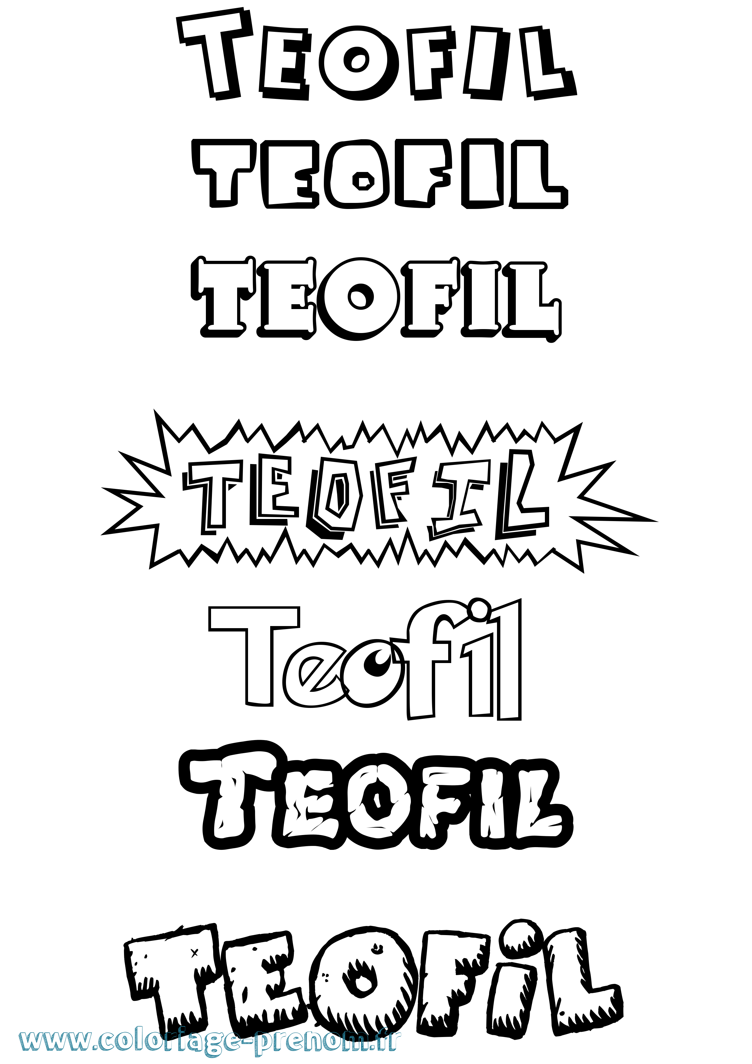 Coloriage Teofil Dessin Animé Coloriage prénom Teofil Dessin Animé