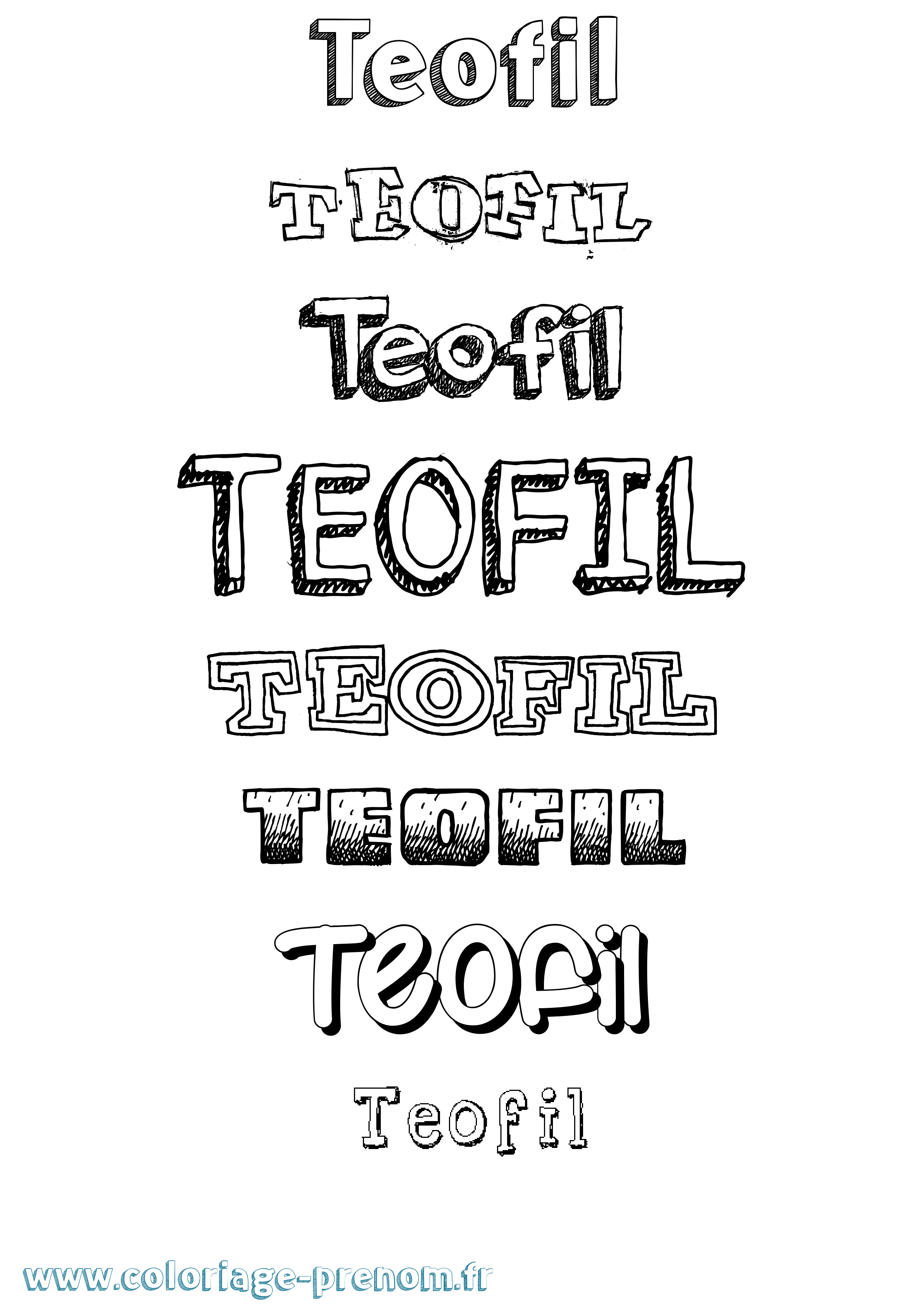 Coloriage prénom Teofil Dessiné