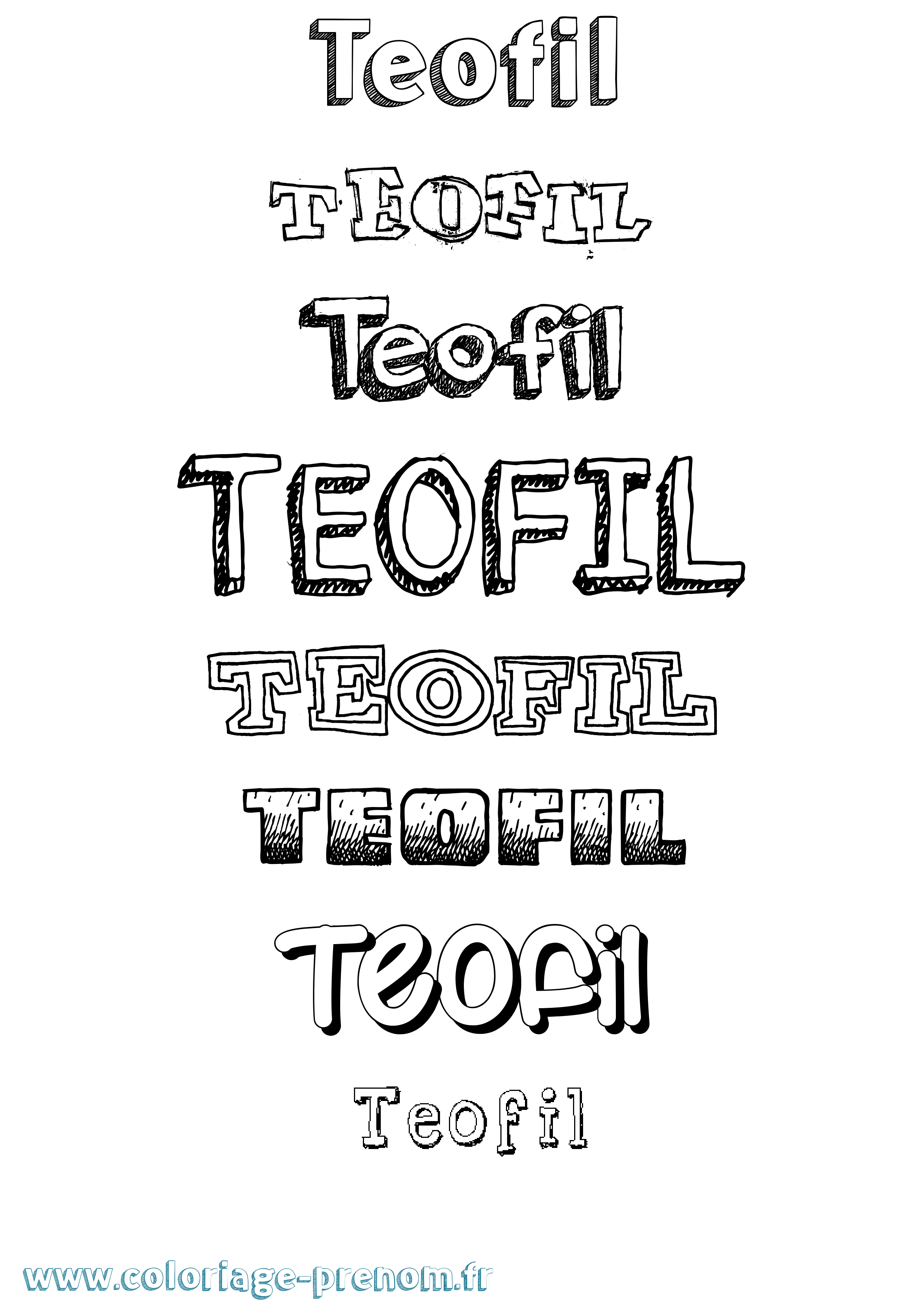 Coloriage Teofil Dessiné Coloriage prénom Teofil Dessiné