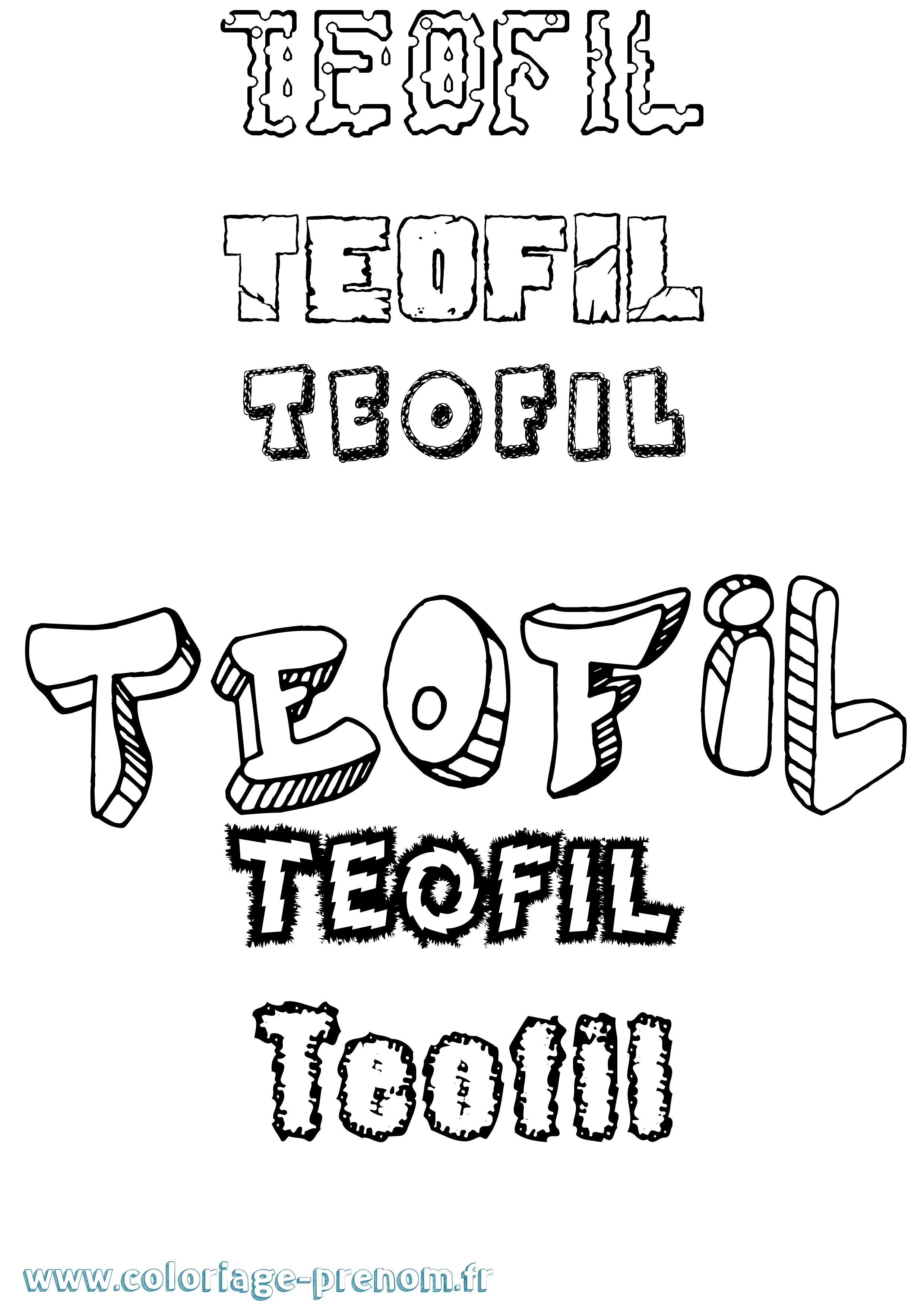 Coloriage Teofil Destructuré Coloriage prénom Teofil Destructuré