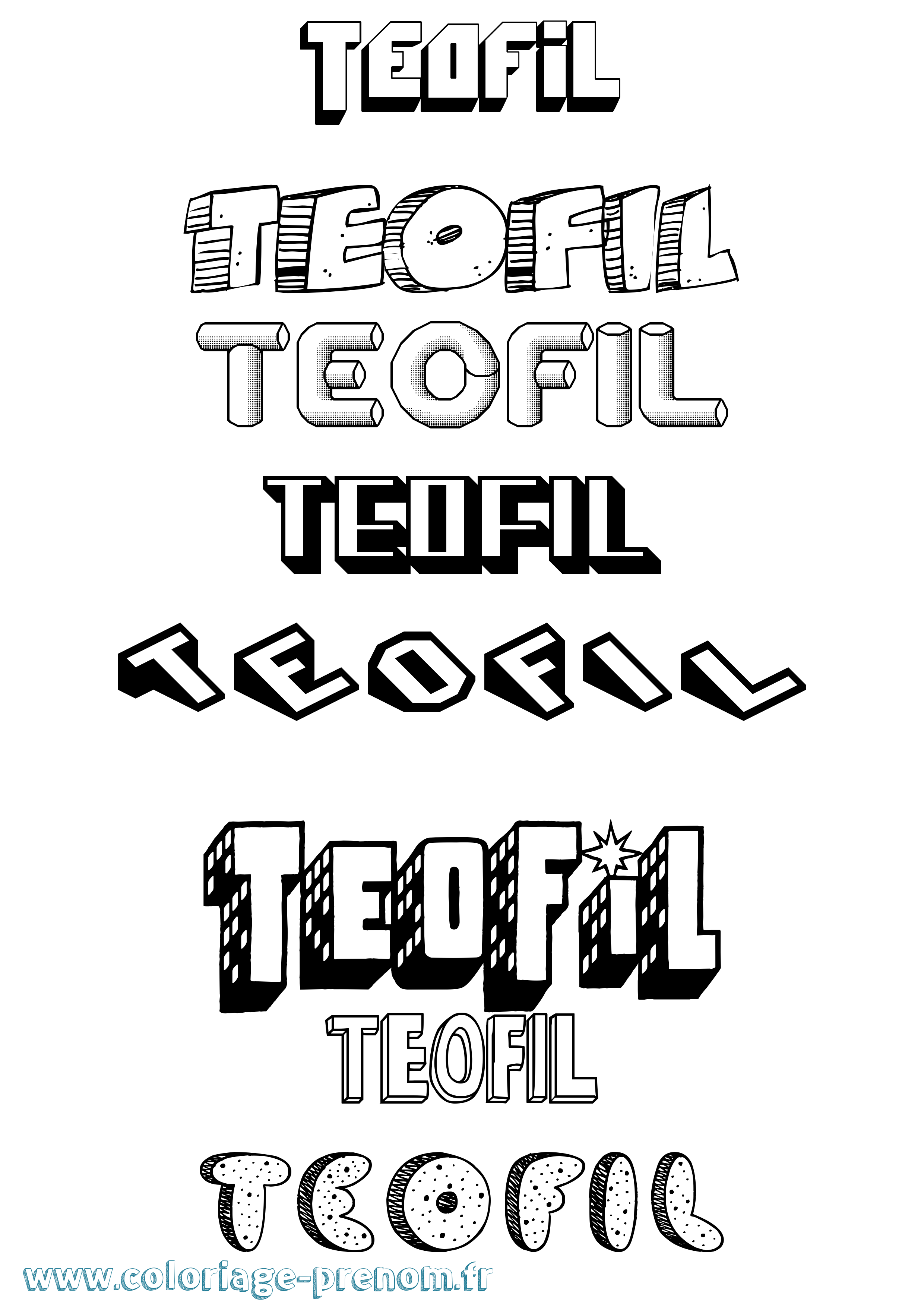 Coloriage Teofil Effet 3D Coloriage prénom Teofil Effet 3D