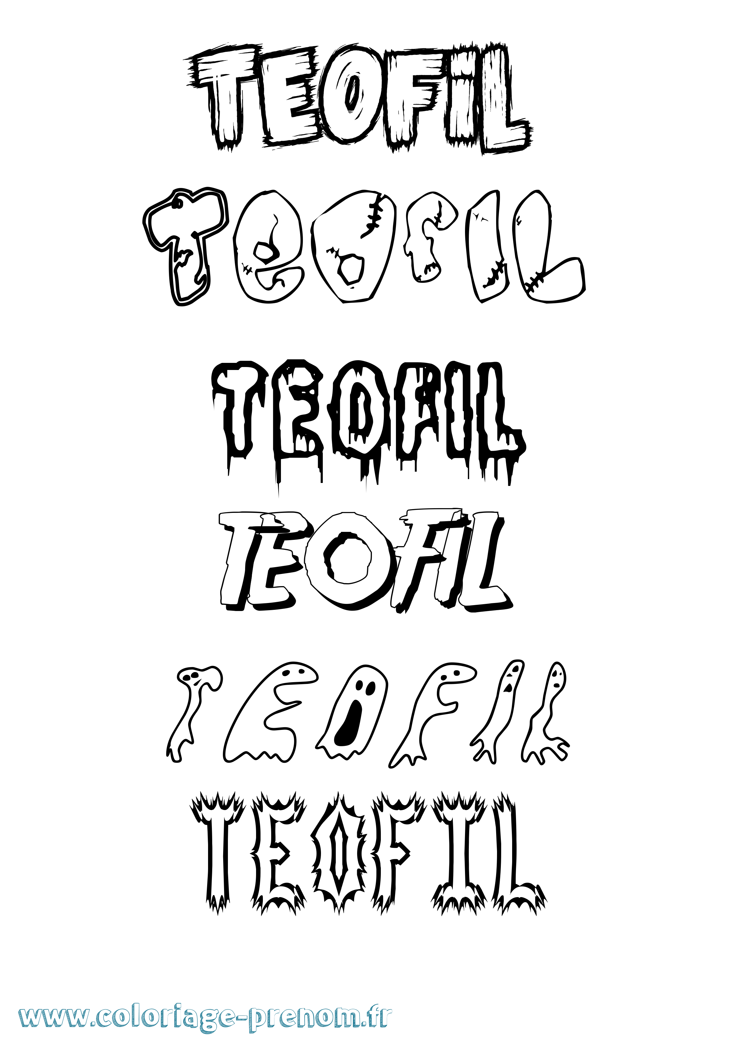 Coloriage Teofil Frisson Coloriage prénom Teofil Frisson