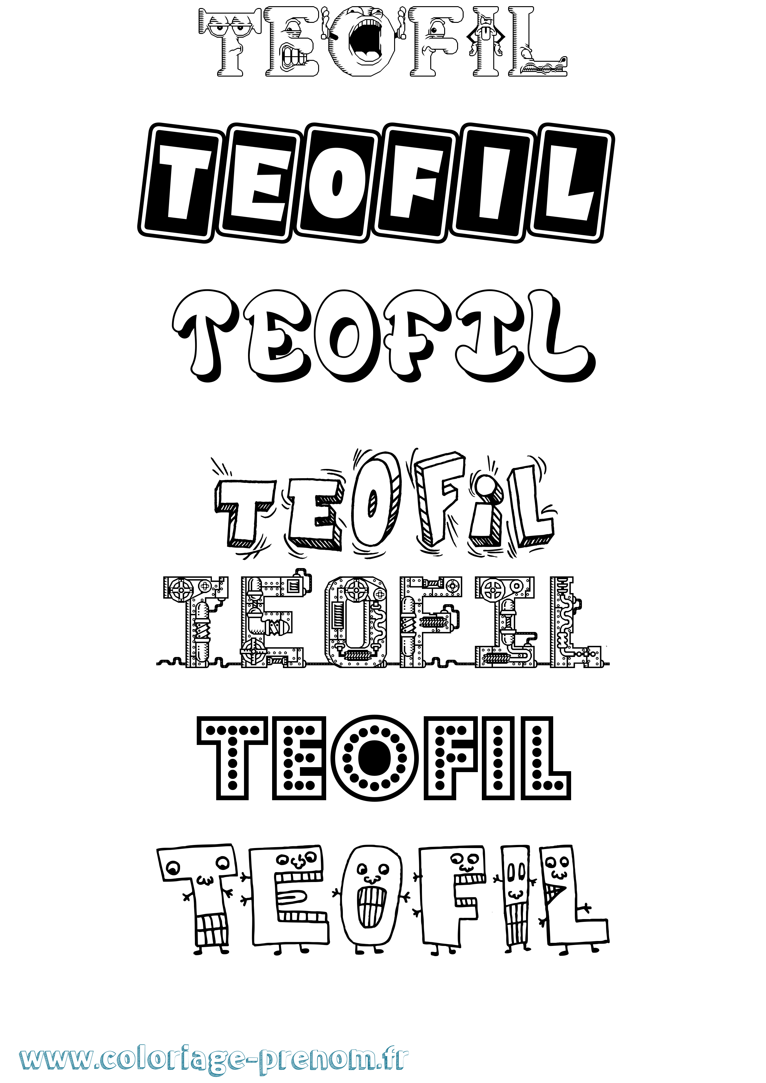 Coloriage prénom Teofil Fun