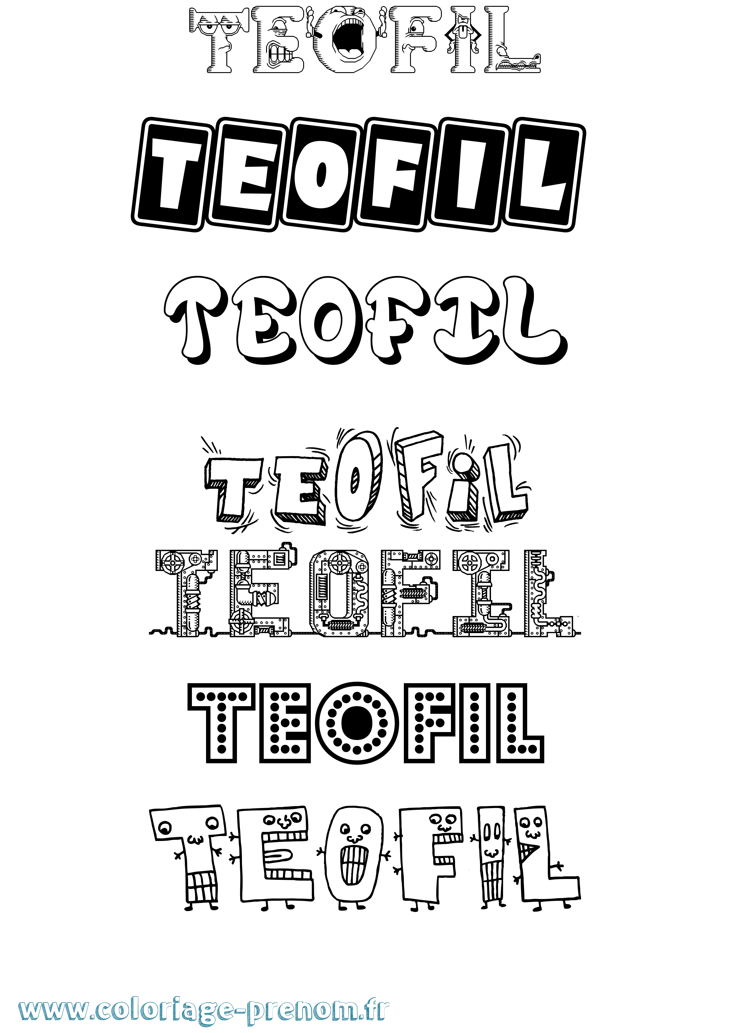 Coloriage Teofil Fun Coloriage prénom Teofil Fun