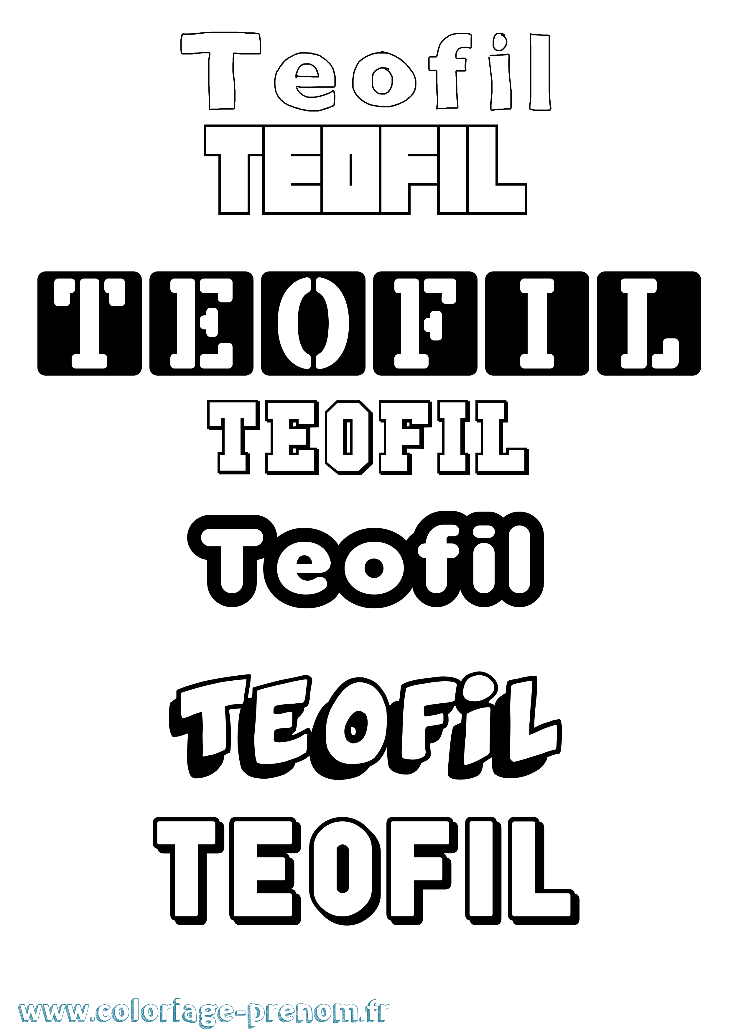 Coloriage prénom Teofil Simple
